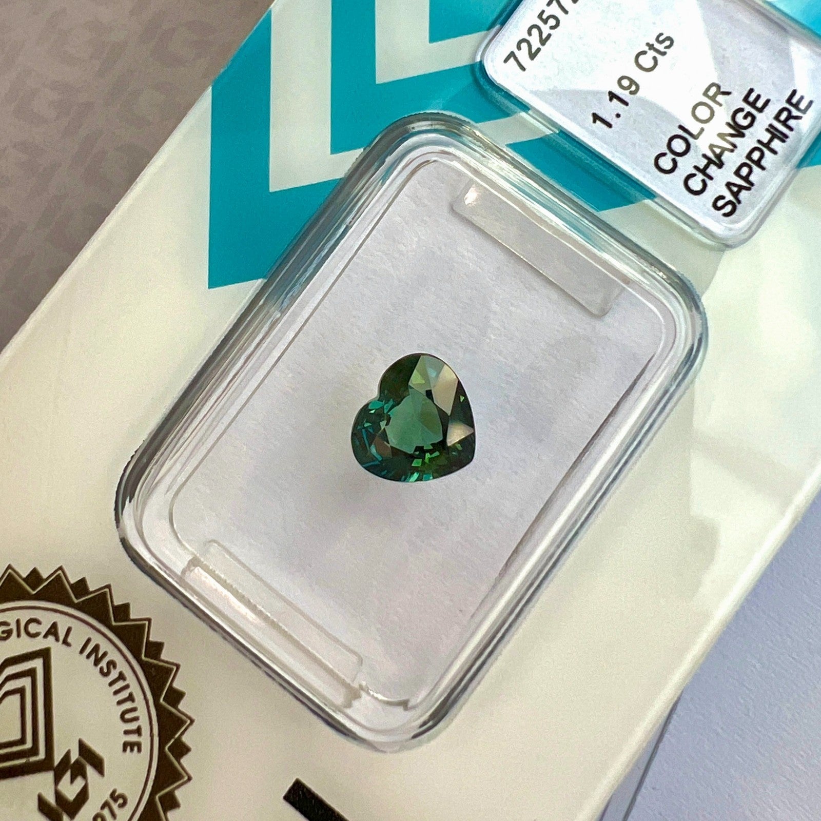 IGI CERTIFIED 1.19ct Colour Change Sapphire AUSTRALIA Greenish Blue No Heat Gem — view 4