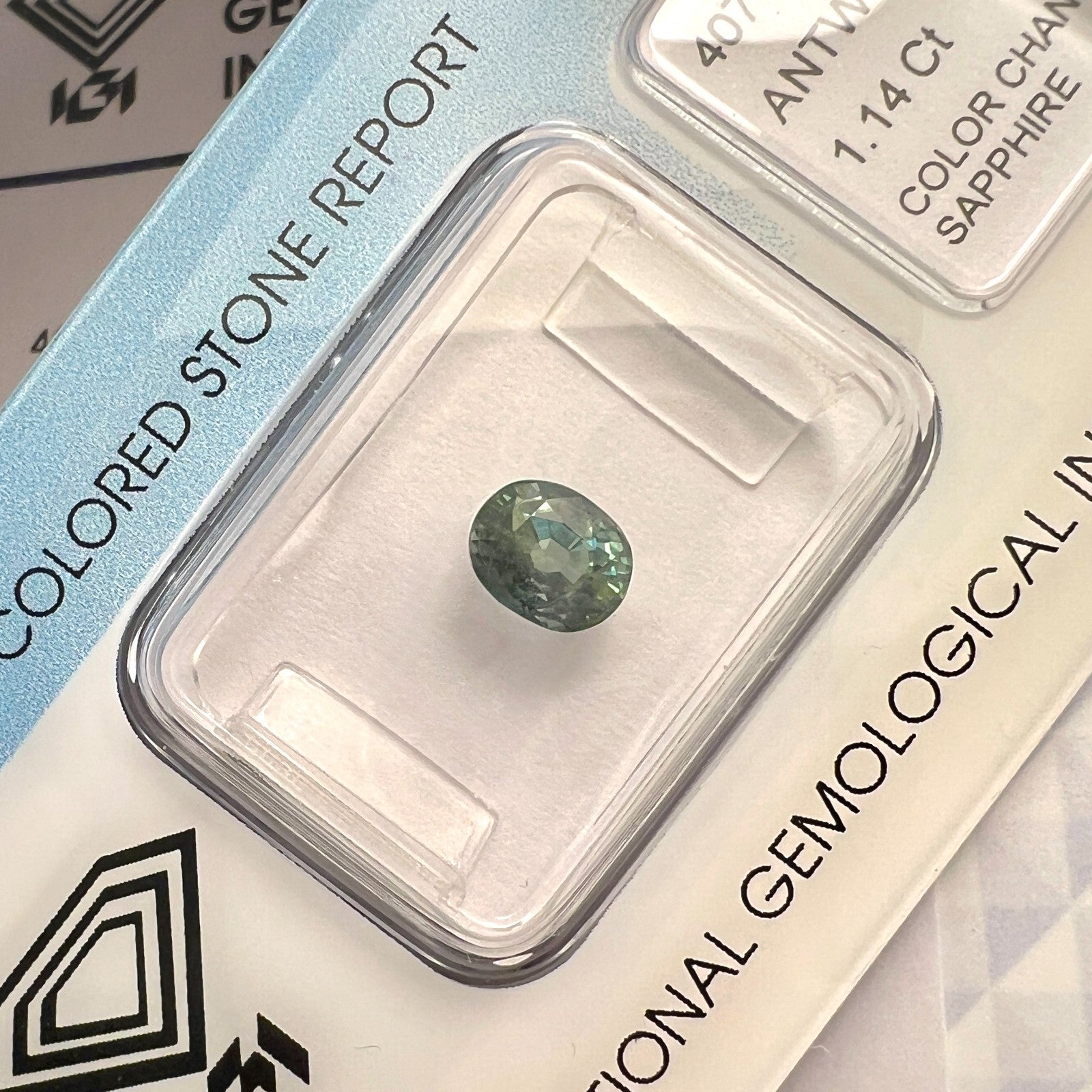 IGI CERTIFIED 1.14ct Colour Change Green Blue Sapphire Oval Cut RARE Gemstone — view 5
