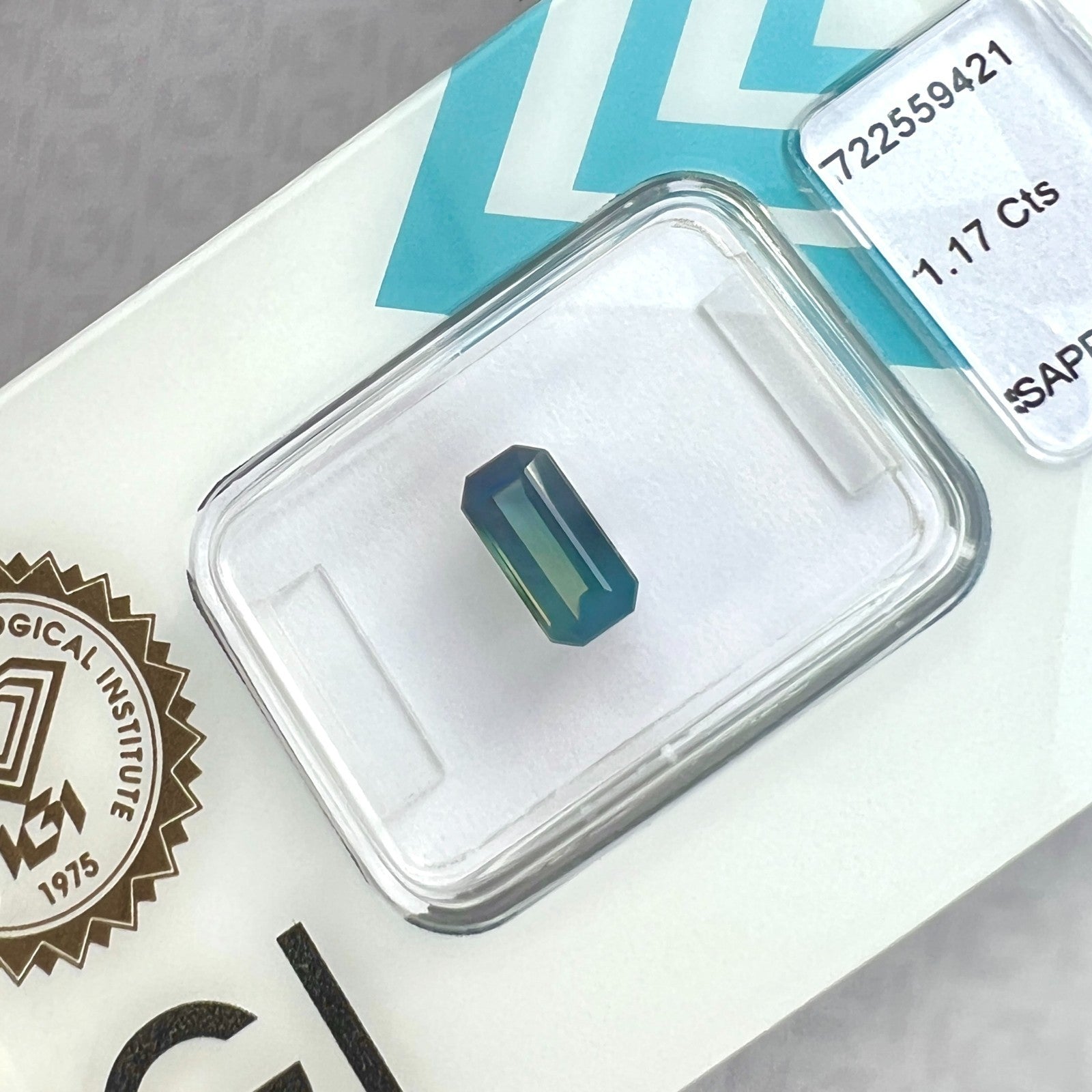 IGI CERTIFIED 1.17ct AUSTRALIA Green Blue TEAL Sapphire UNTREATED Hazy Silky Gem — view 3