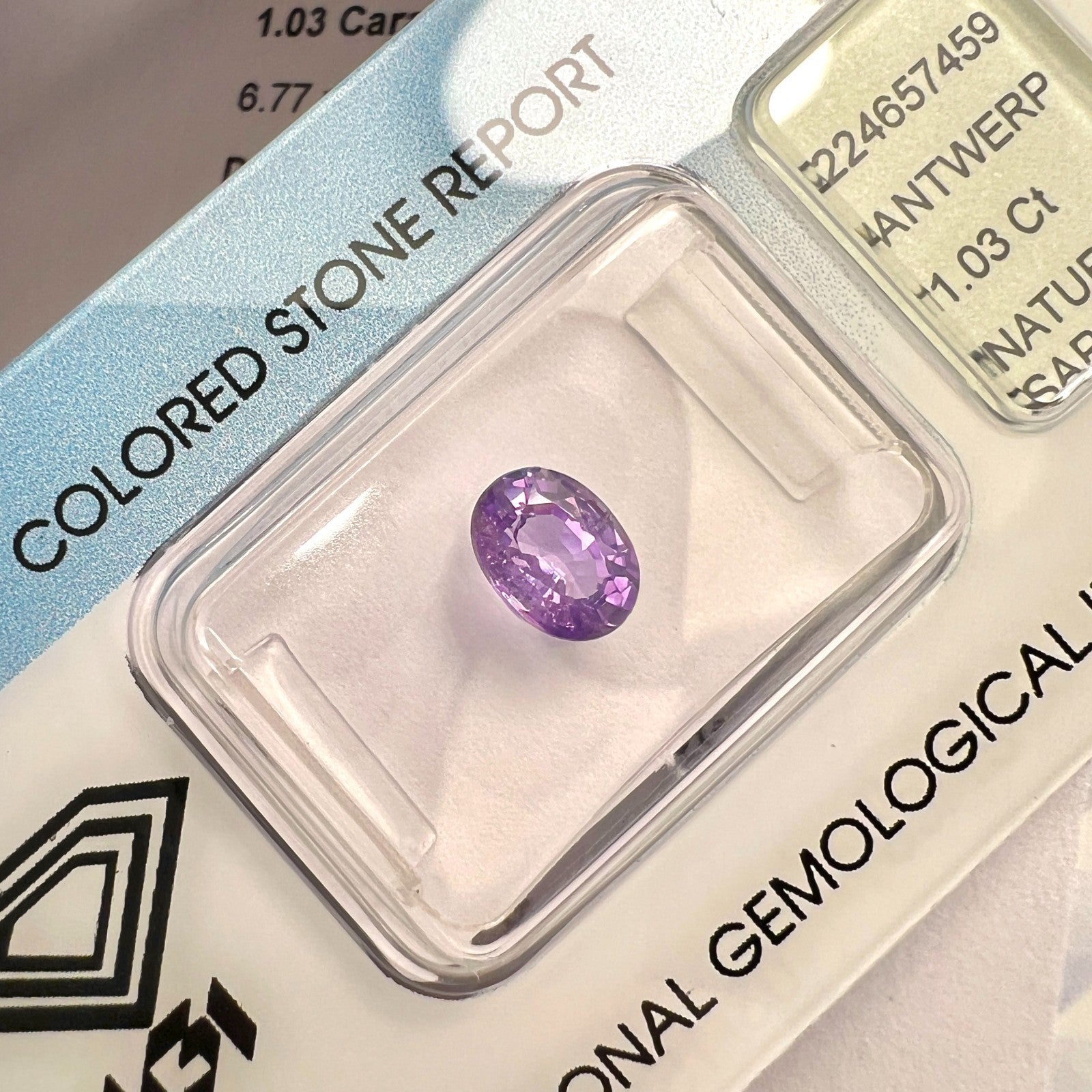 IGI Certified 1.03ct COLOUR CHANGE Sapphire CEYLON Pink Purple NO HEAT Oval Cut — view 2
