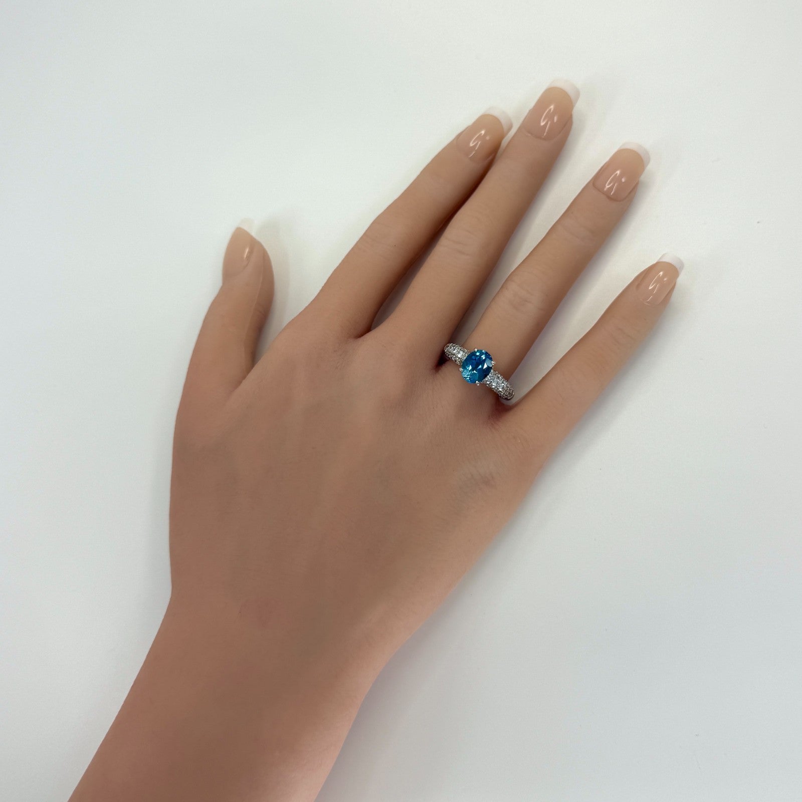 2.53ct Vivid Blue Oval Cut Santa Maria Aquamarine & Pavé Diamond Platinum Ring — view 3