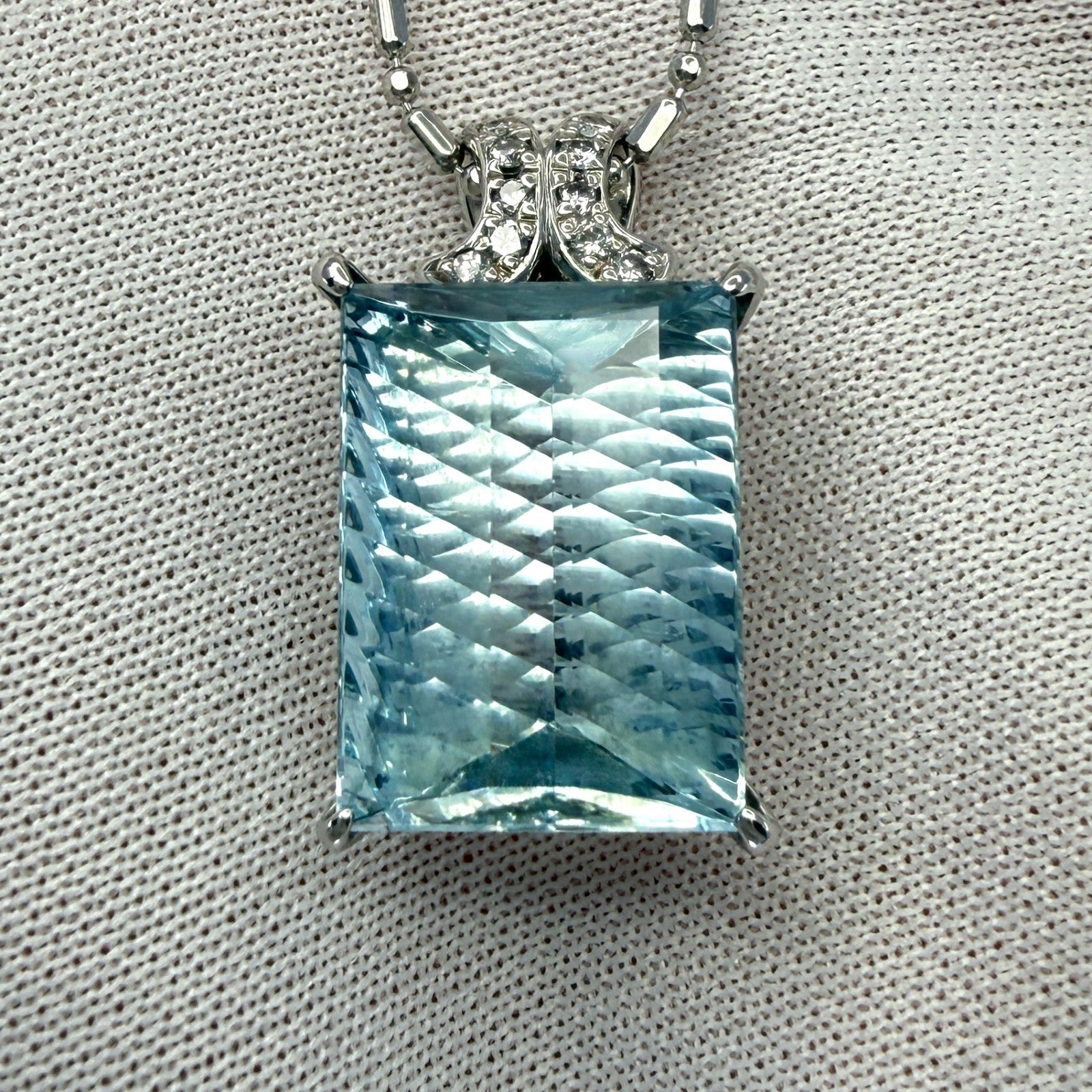 7.74ct Fancy Fantasy Cut Light Blue Aquamarine Diamond Platinum Pendant Necklace — view 4