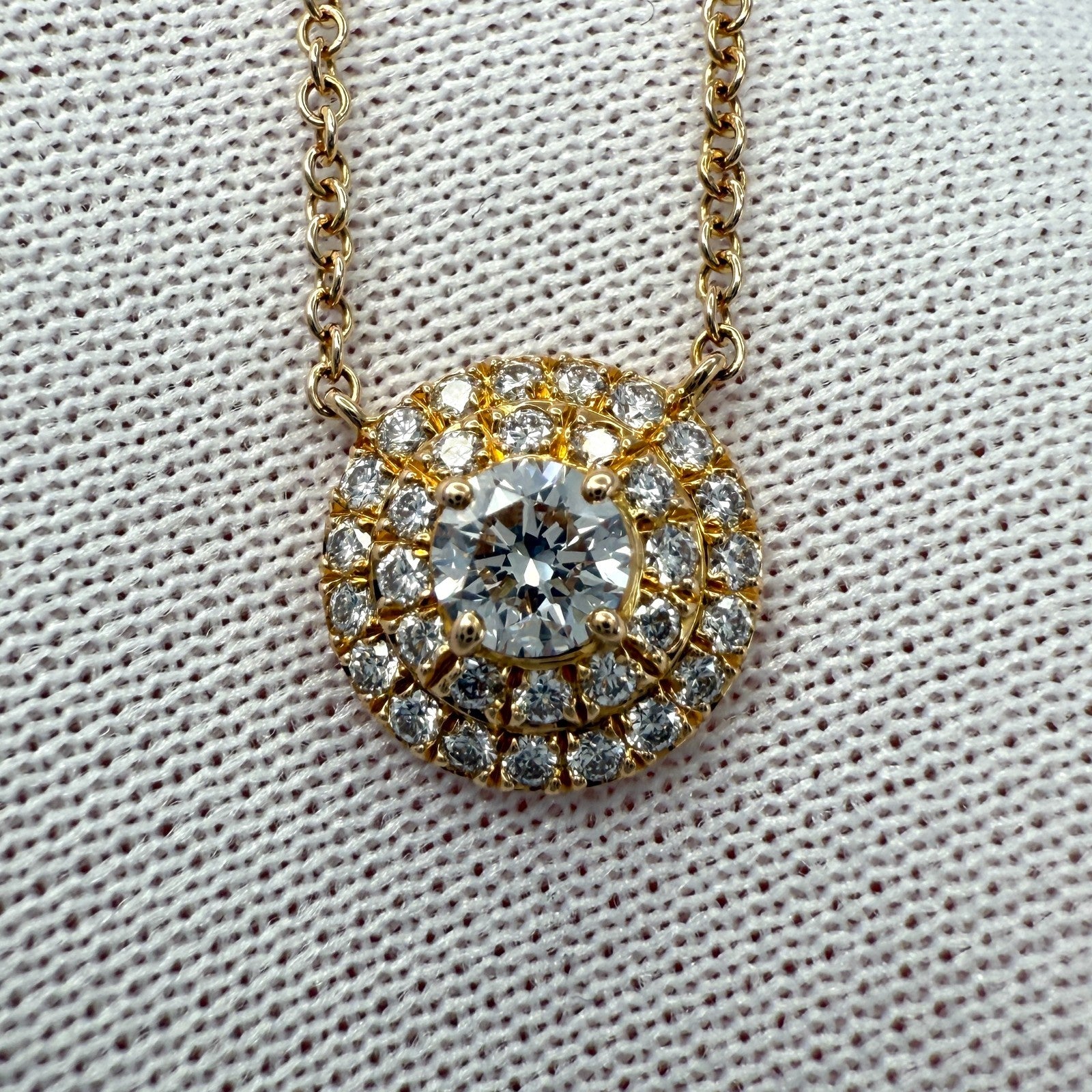 Rare Tiffany & Co. Soleste Round Cut Diamond 18k Yellow Gold Pendant Necklace — view 3