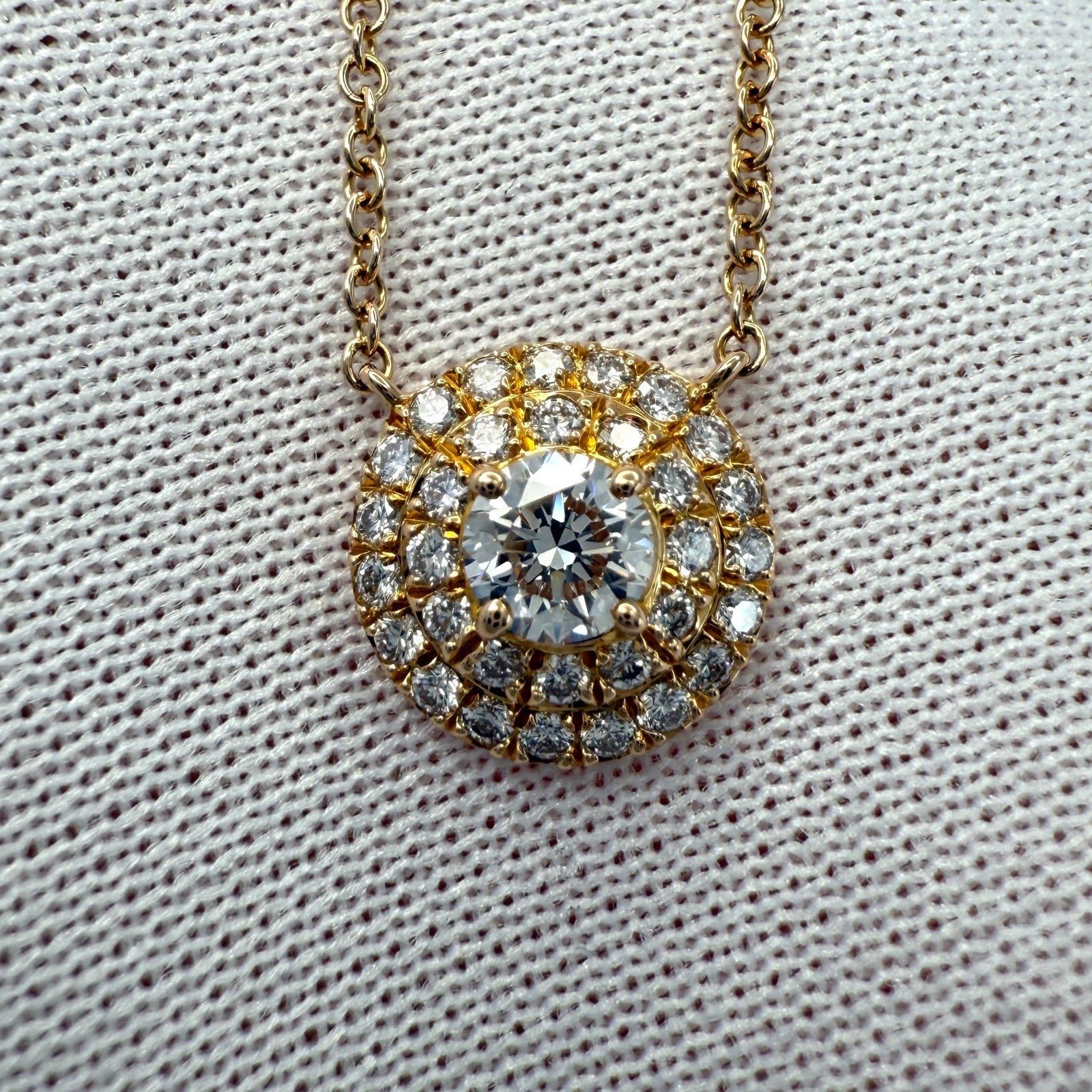 Rare Tiffany & Co. Soleste Round Cut Diamond 18k Yellow Gold Pendant Necklace — view 5
