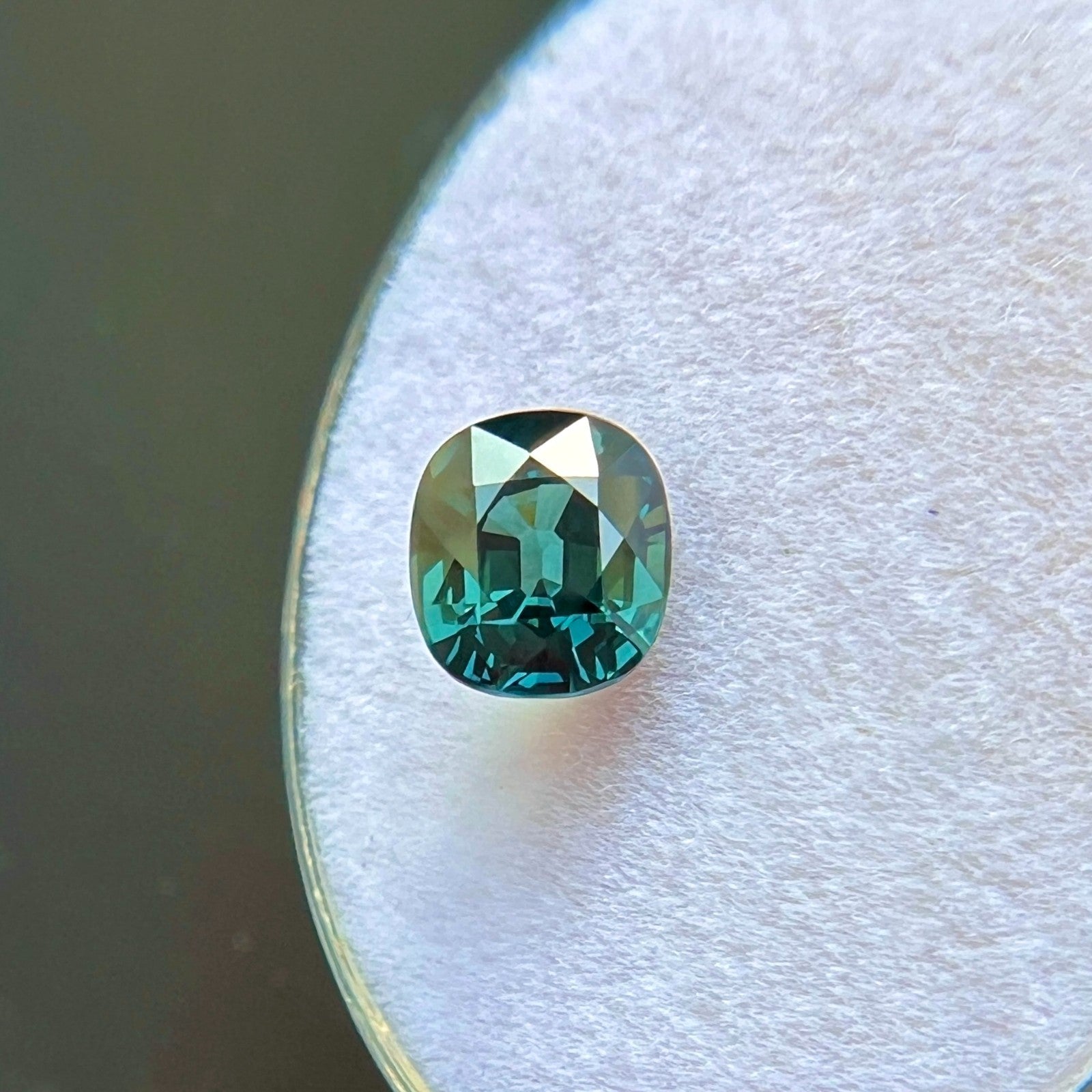GIA Certified 1.32ct Natural Deep TEAL Green Blue UNTREATED Sapphire Cushion Cut — view 3