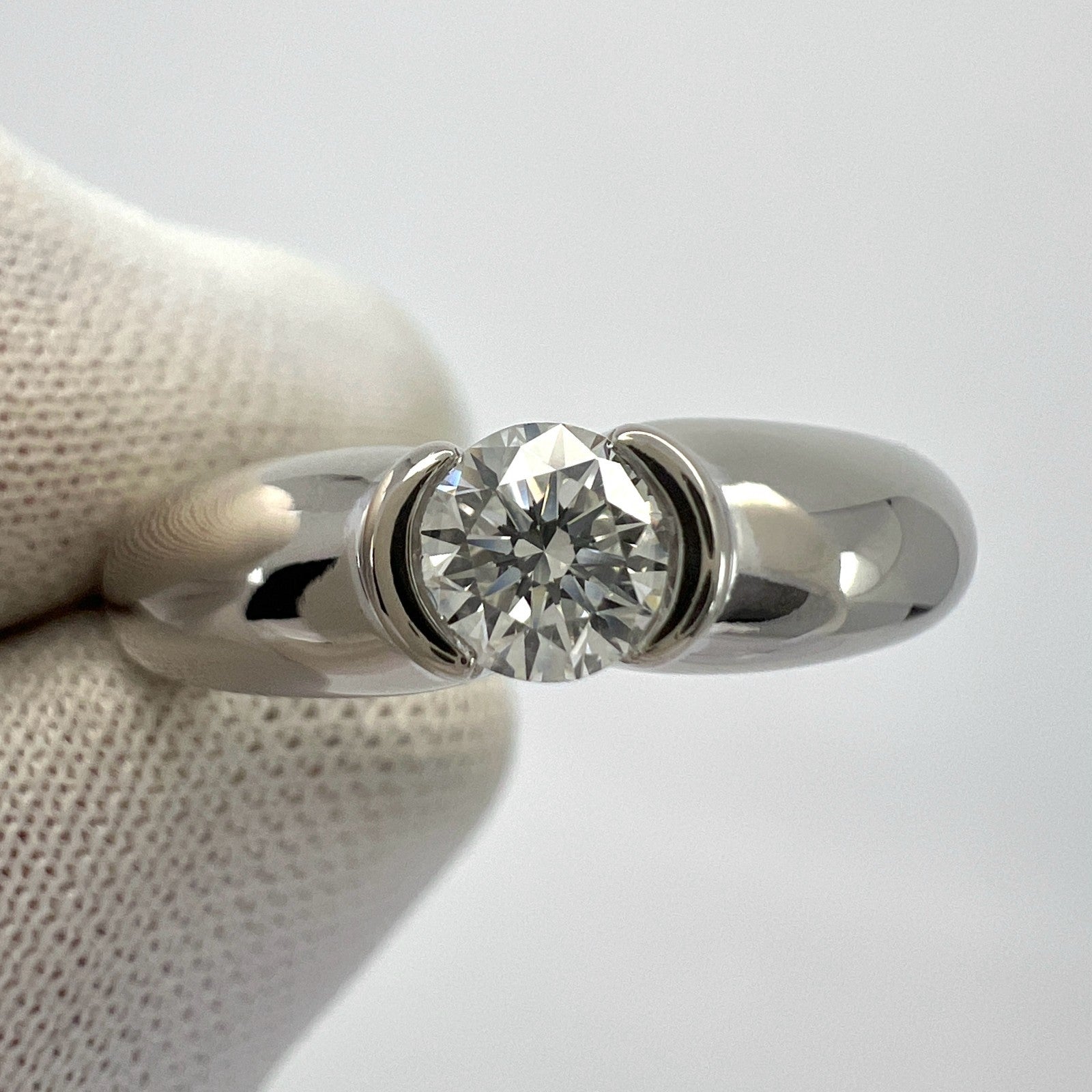 Vintage Cartier 0.30ct Round Diamond VVS Ellipse 18k White Gold Solitaire Ring — view 4
