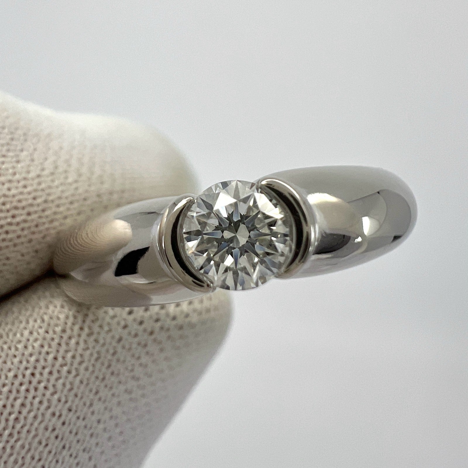 Vintage Cartier 0.30ct Round Diamond VVS Ellipse 18k White Gold Solitaire Ring — view 5