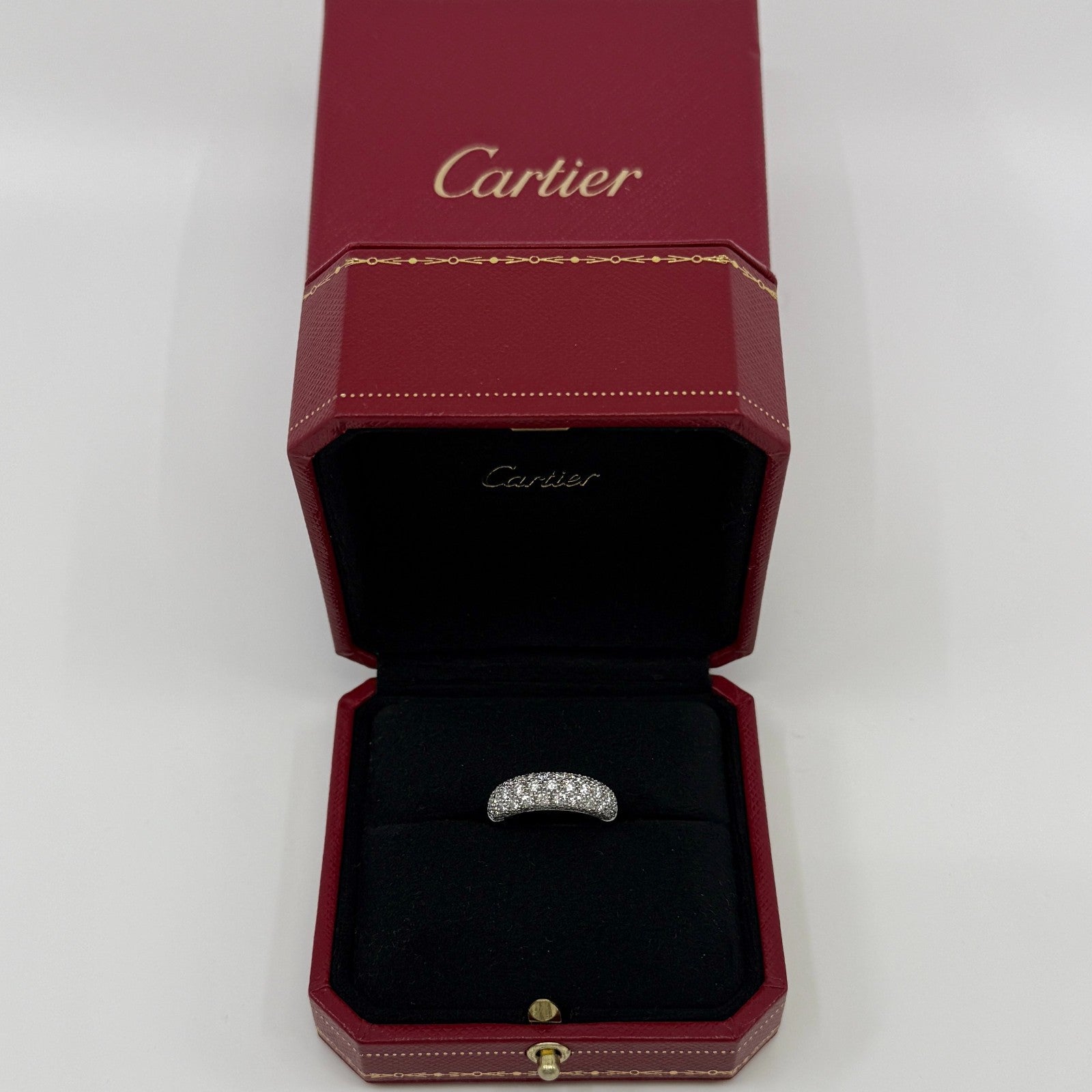 Rare Vintage Cartier Pavé Diamond Mimi 18k White Gold Band Dome Ring 49 — view 2