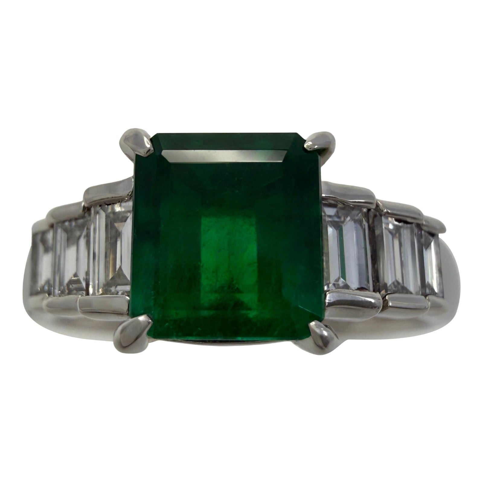 1.63ct GIA Certified Fine Colombian Emerald & Diamond Platinum Seven Stone Ring