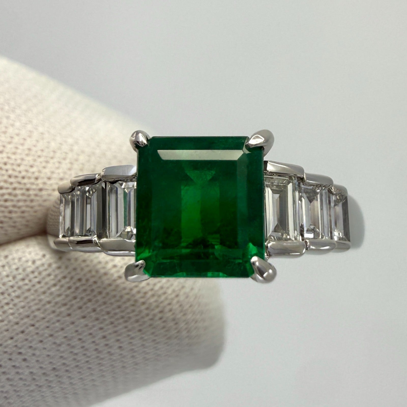 1.63ct GIA Certified Fine Colombian Emerald & Diamond Platinum Seven Stone Ring — view 2