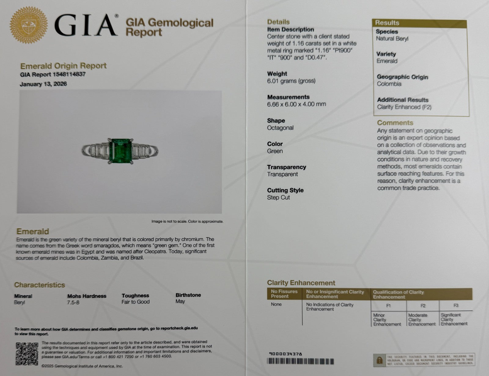1.63ct GIA Certified Fine Colombian Emerald & Diamond Platinum Seven Stone Ring — view 3