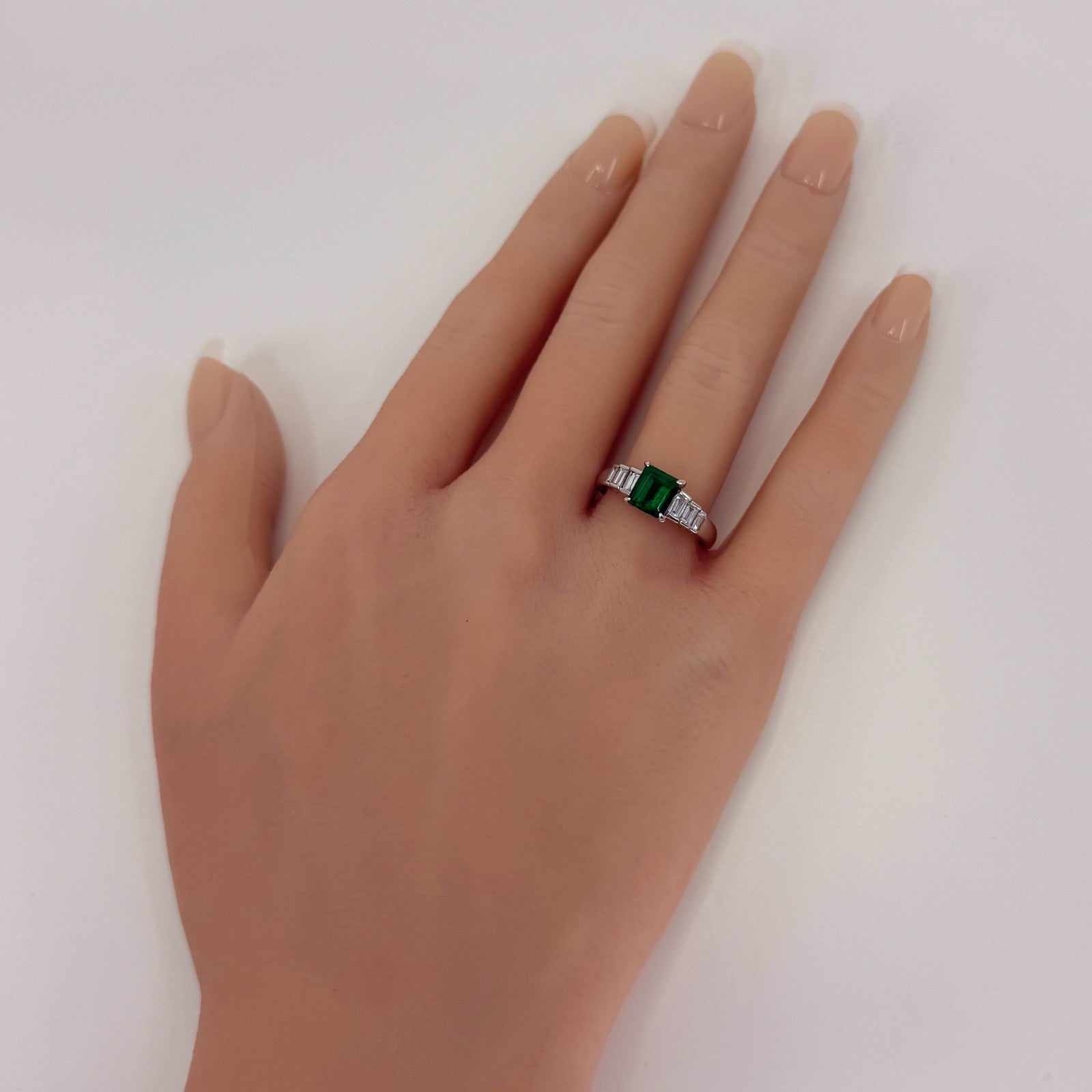 1.63ct GIA Certified Fine Colombian Emerald & Diamond Platinum Seven Stone Ring — view 5