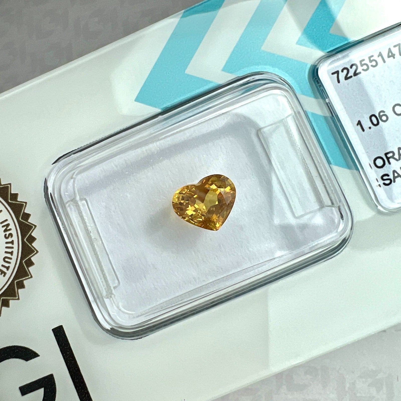 IGI CERTIFIED 1.06ct Untreated VIVID Yellow Orange Sapphire Heart Cut Gem