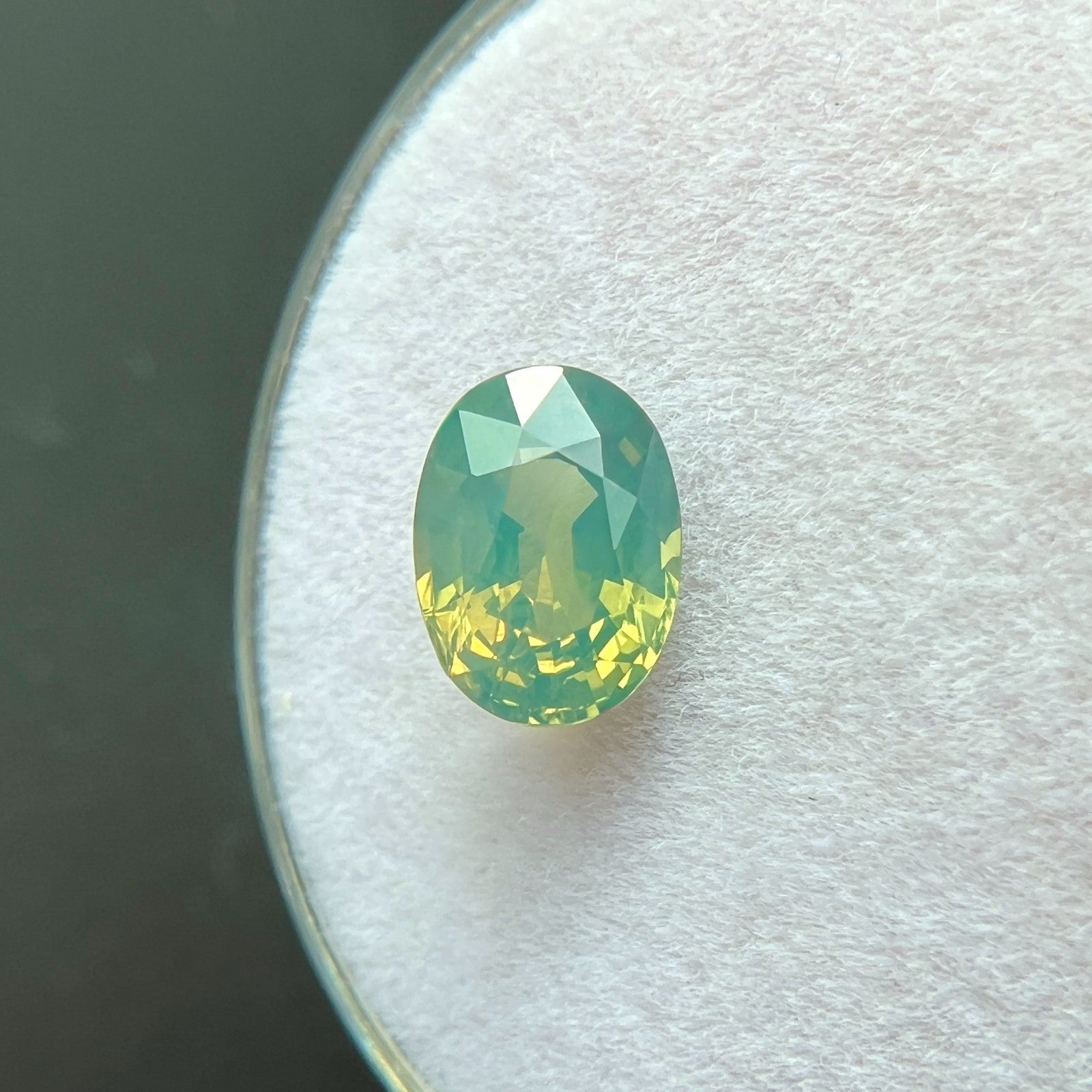 UNIQUE 1.40ct GIA CERTIFIED Hazy Green Blue Yellow Sapphire UNHEATED Oval Cut — view 4