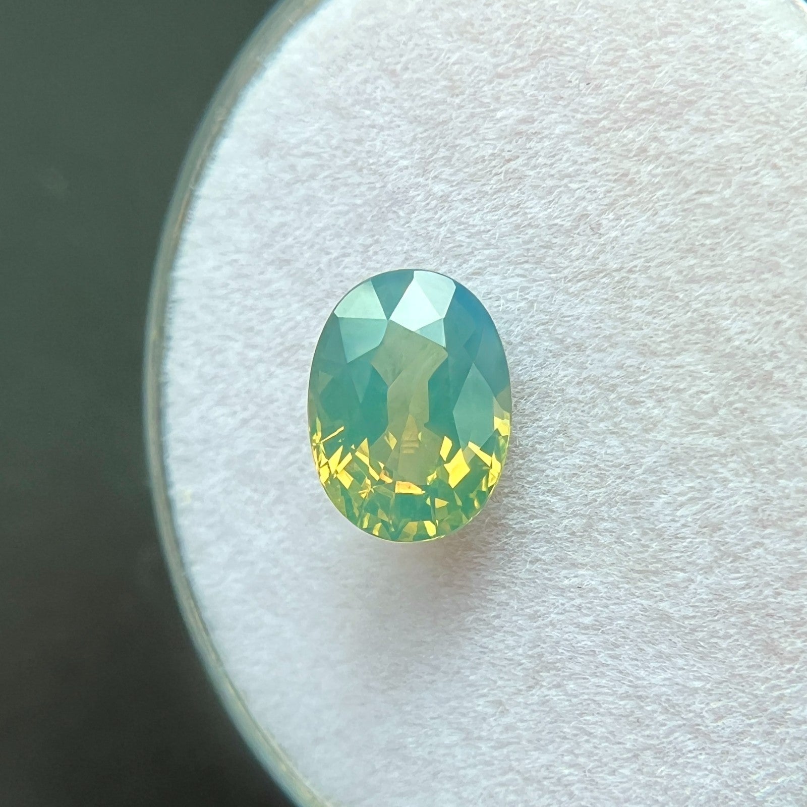 UNIQUE 1.40ct GIA CERTIFIED Hazy Green Blue Yellow Sapphire UNHEATED Oval Cut — view 5