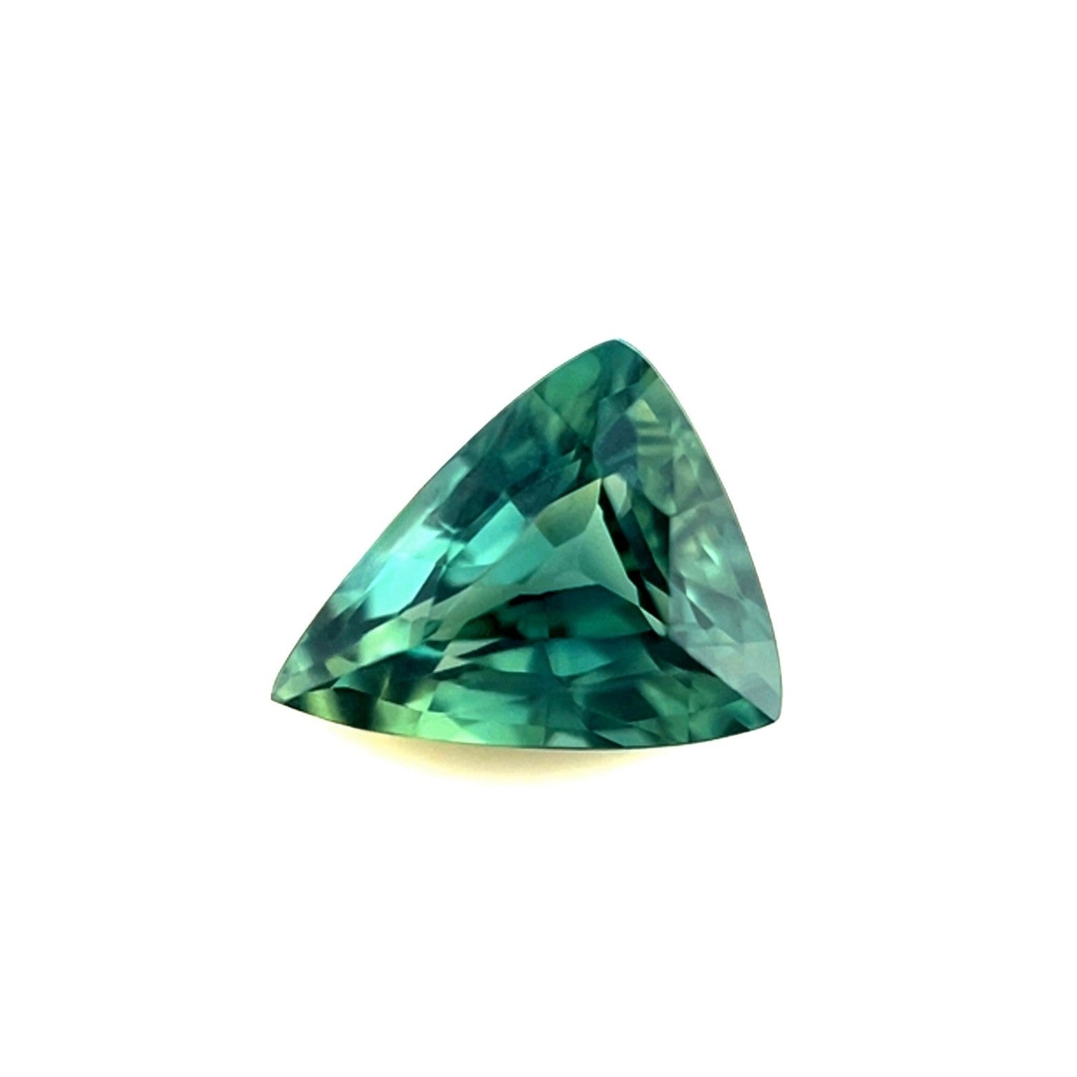 GIA CERTIFIED 1.64ct Sapphire Vivid Green Blue UNTREATED Triangle Cut Gemstone