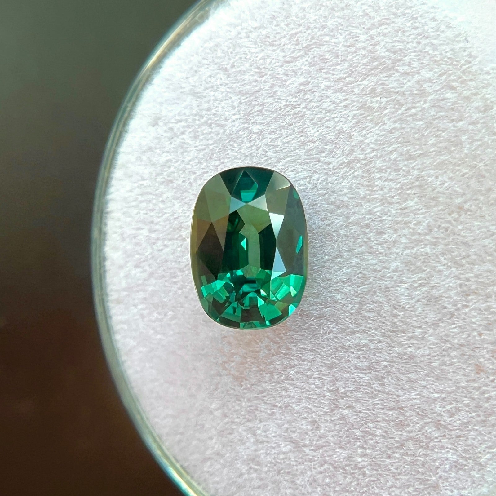 GIA Certified 1.45ct UNTREATED Thailand Sapphire Natural Green Blue Cushion Cut — view 4