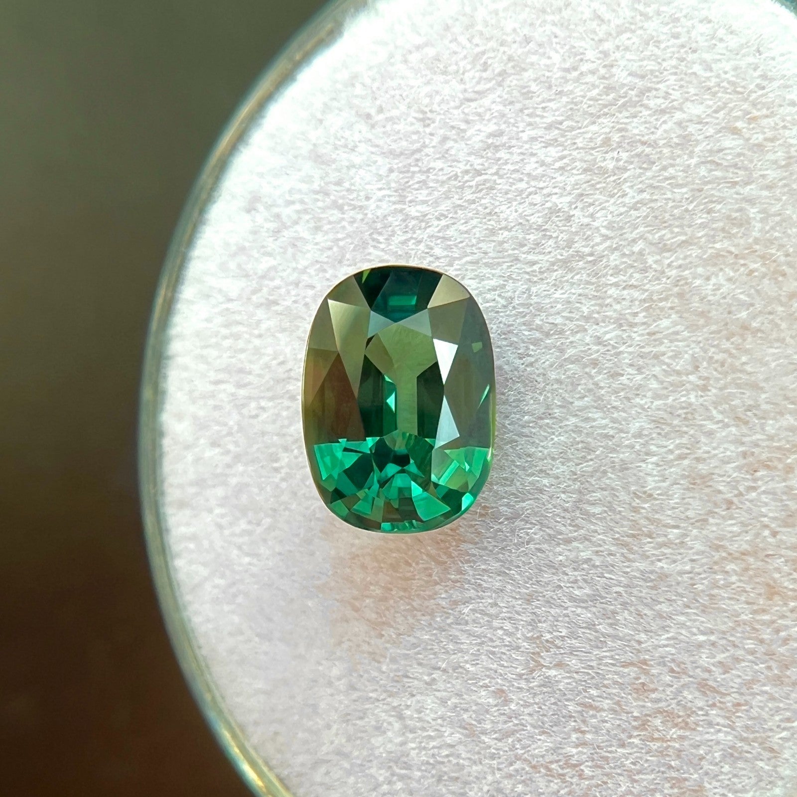 GIA Certified 1.45ct UNTREATED Thailand Sapphire Natural Green Blue Cushion Cut — view 5