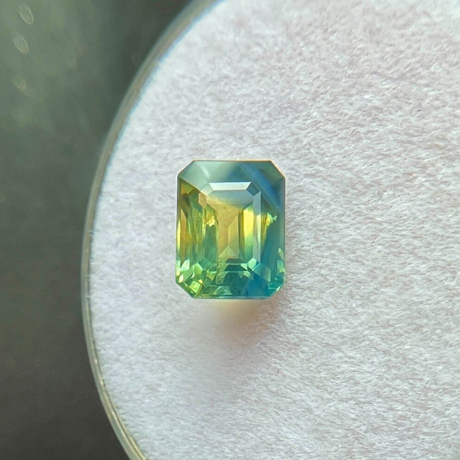GIA CERTIFIED Australian 1.29ct Parti Colour Sapphire Blue Green Yellow Octagon — view 5