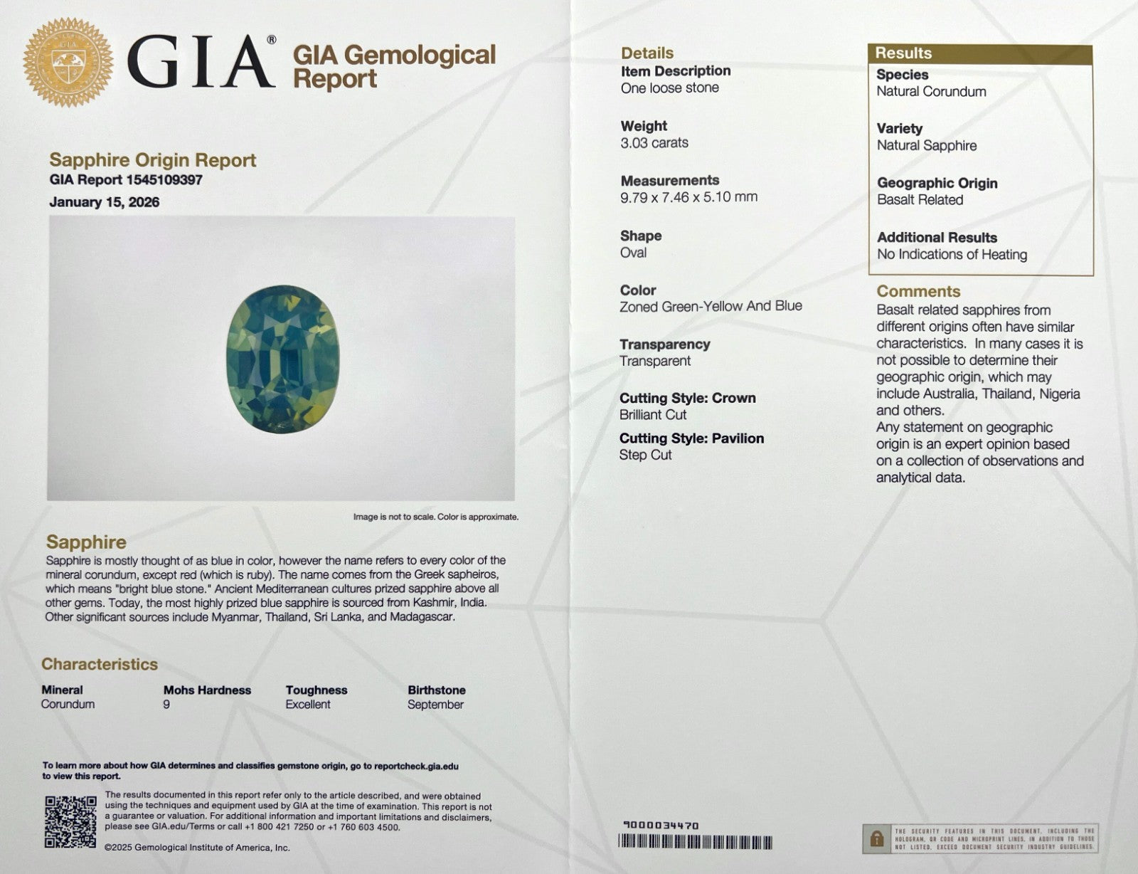 GIA Certified 3.03ct Natural Vivid HAZY Blue Green UNTREATED Sapphire Oval Cut — view 2
