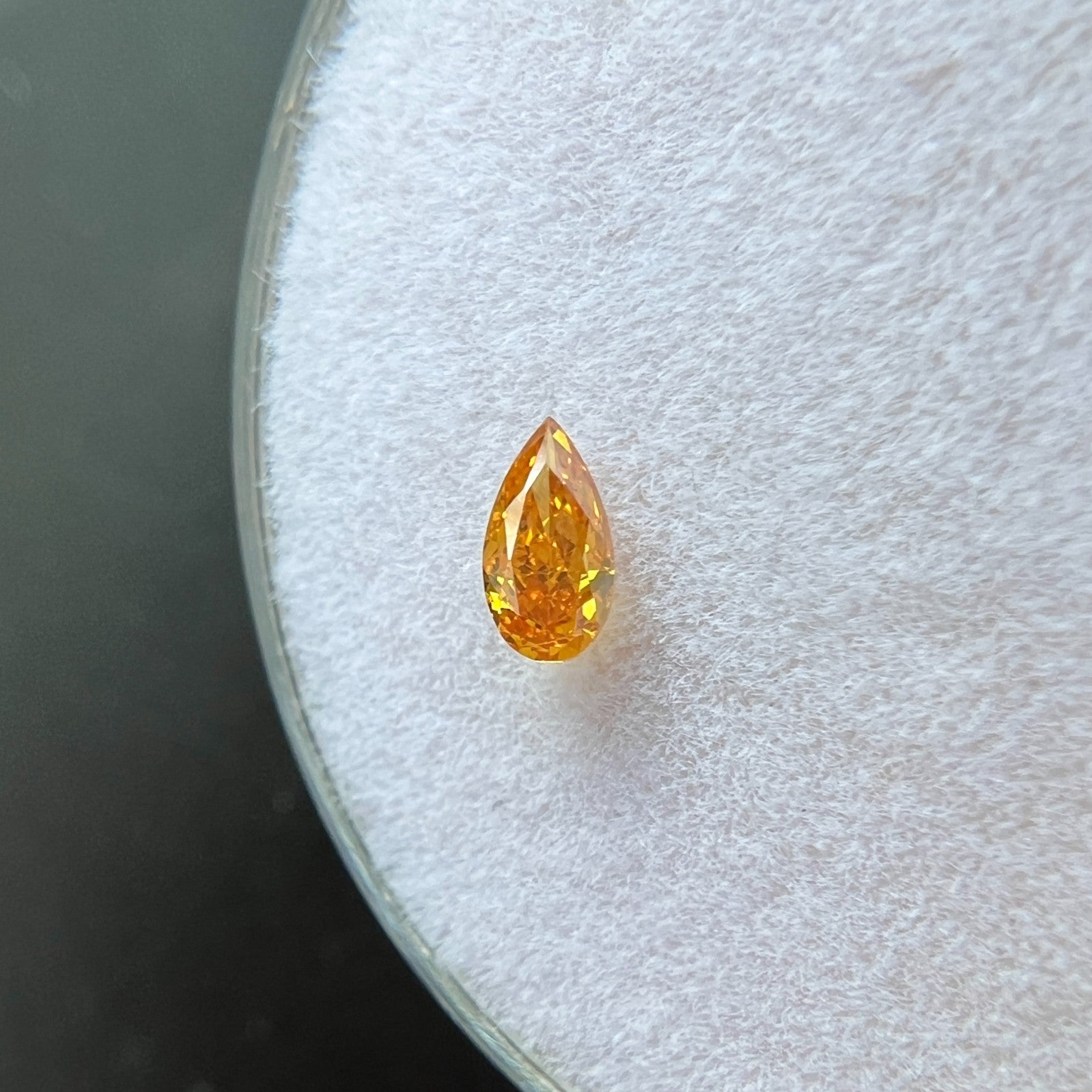 GIA CERTIFIED 0.14ct Untreated Fancy VIVID Yellow Orange Diamond Pear Cut RARE — view 4
