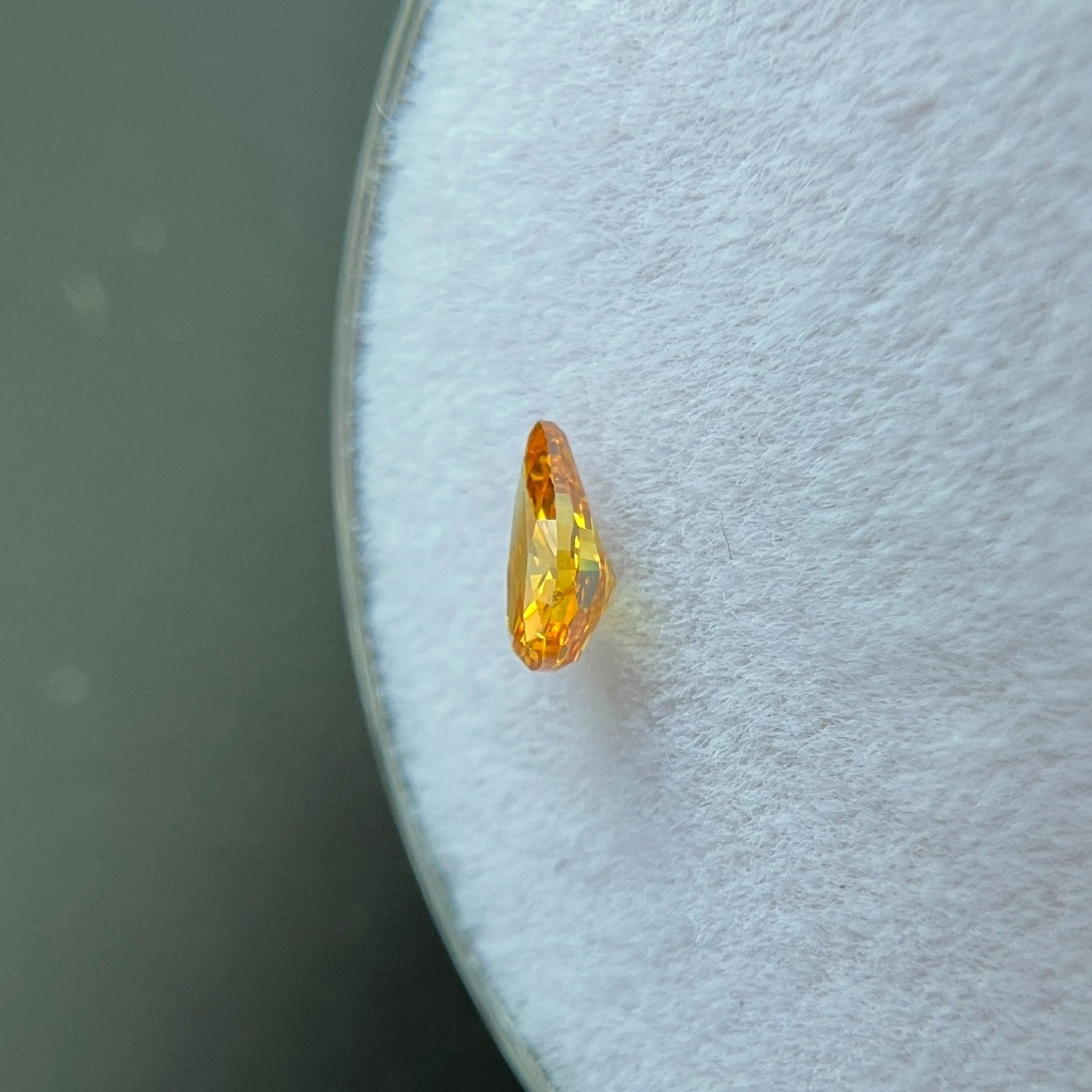 GIA CERTIFIED 0.14ct Untreated Fancy VIVID Yellow Orange Diamond Pear Cut RARE — view 5