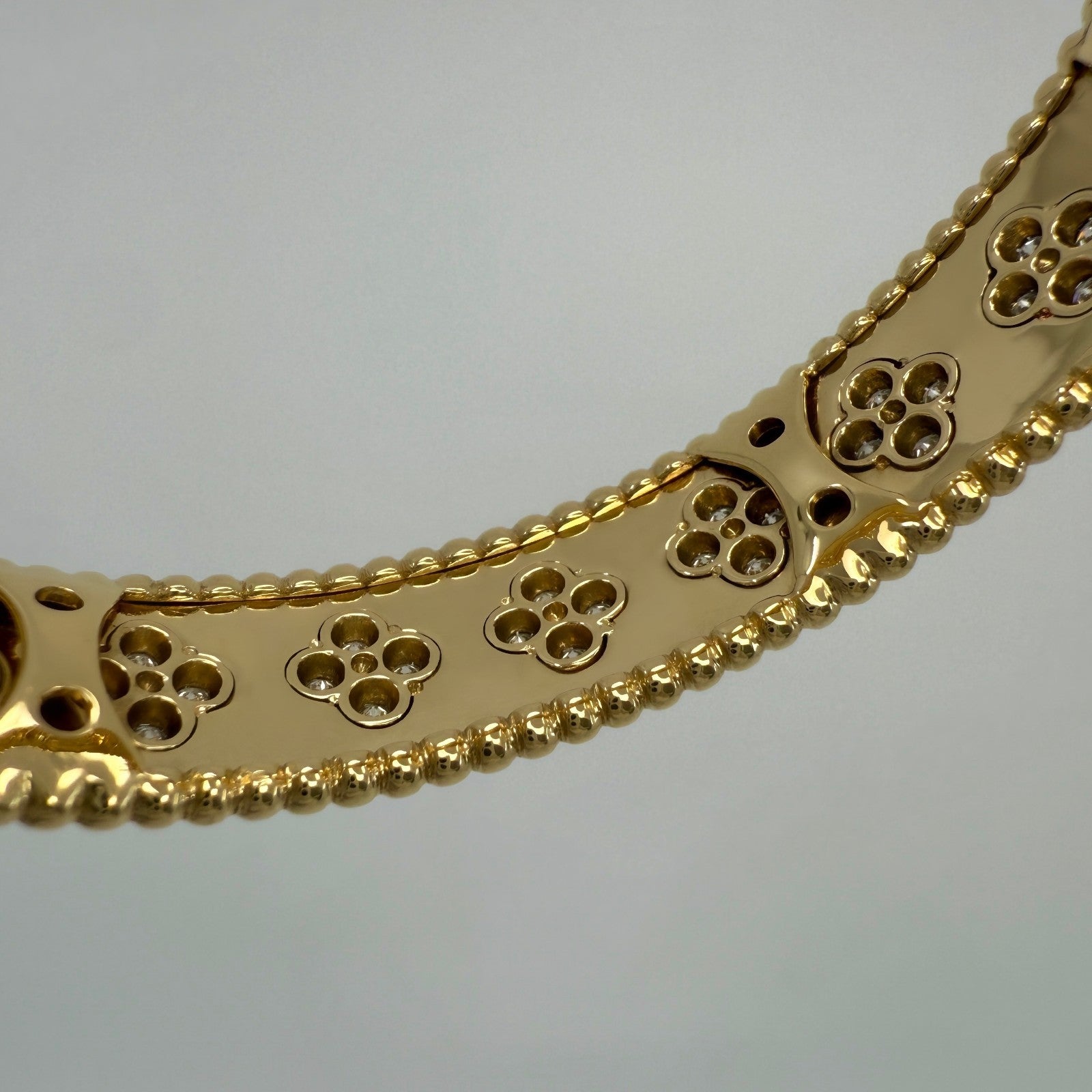 Rare Vintage Van Cleef & Arpels Diamond Perlee Alhambra 18k Yellow Gold Bracelet — view 5