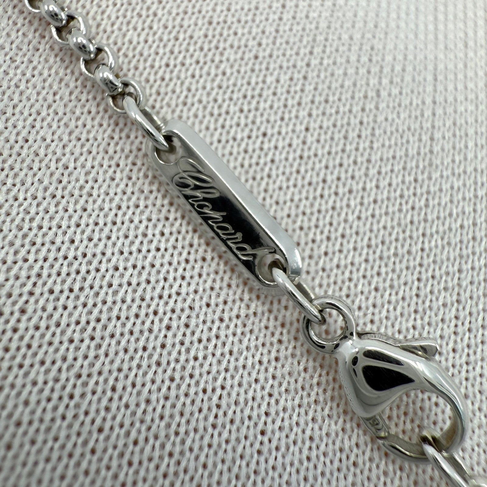 Rare Vintage Chopard Happy Diamonds Cross 18 Karat White Gold Pendant Necklace — view 5