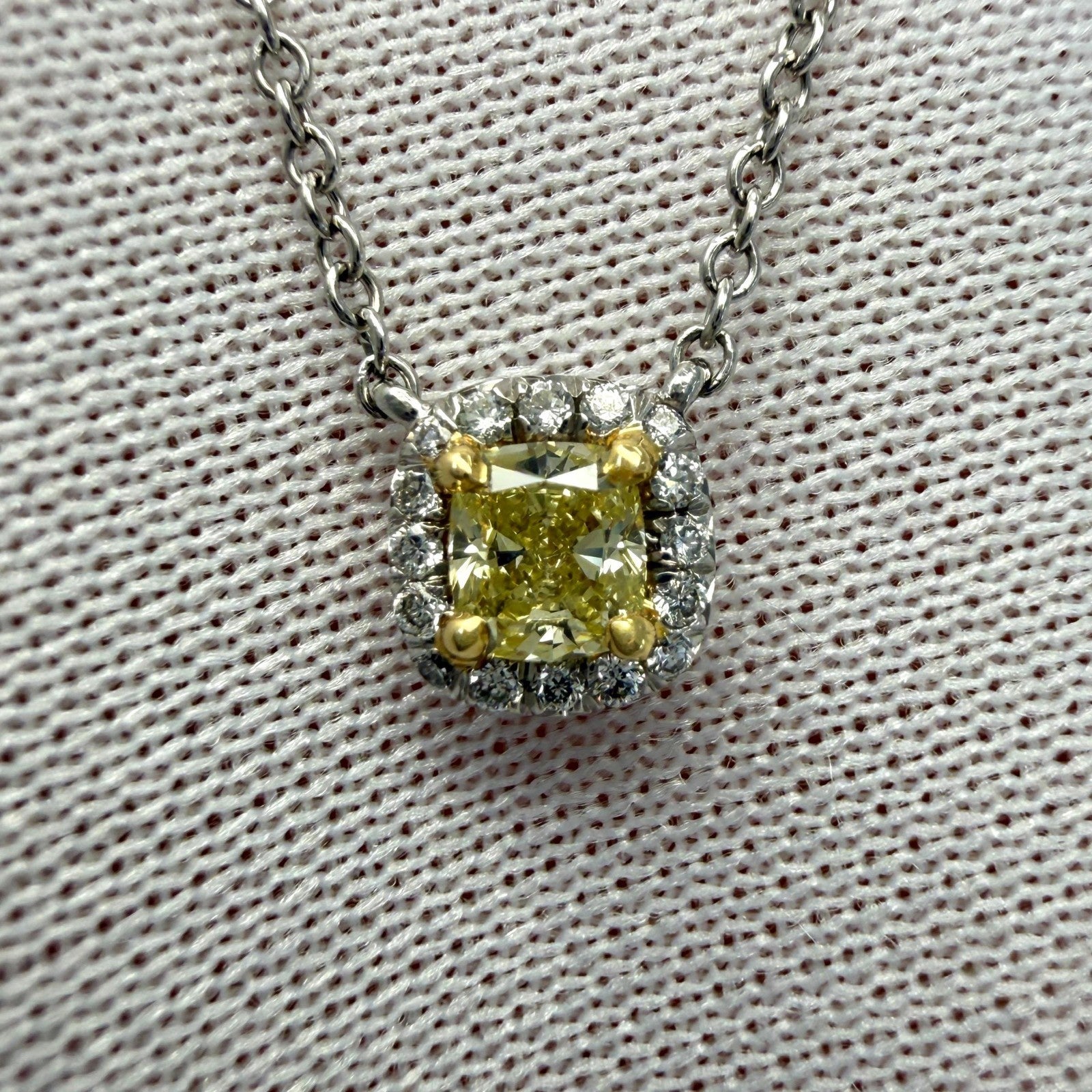 Tiffany & Co. Fancy Yellow Diamond Soleste 18k Gold Platinum Cluster Pendant — view 5