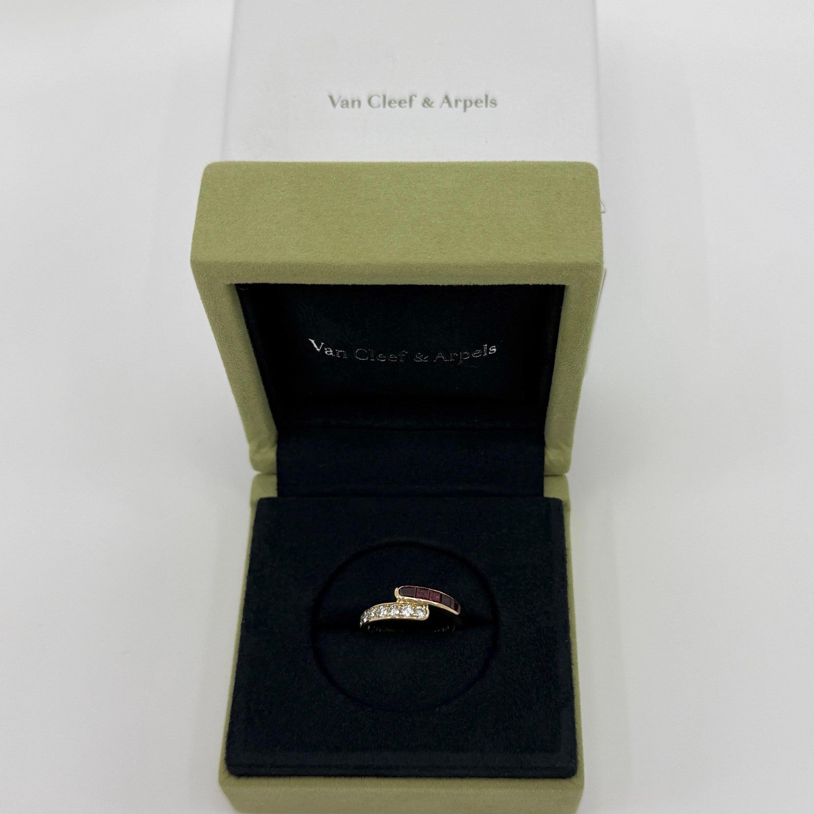 Rare Vintage Van Cleef & Arpels Ruby Diamond 18k Yellow Gold Bypass Band Ring — view 2