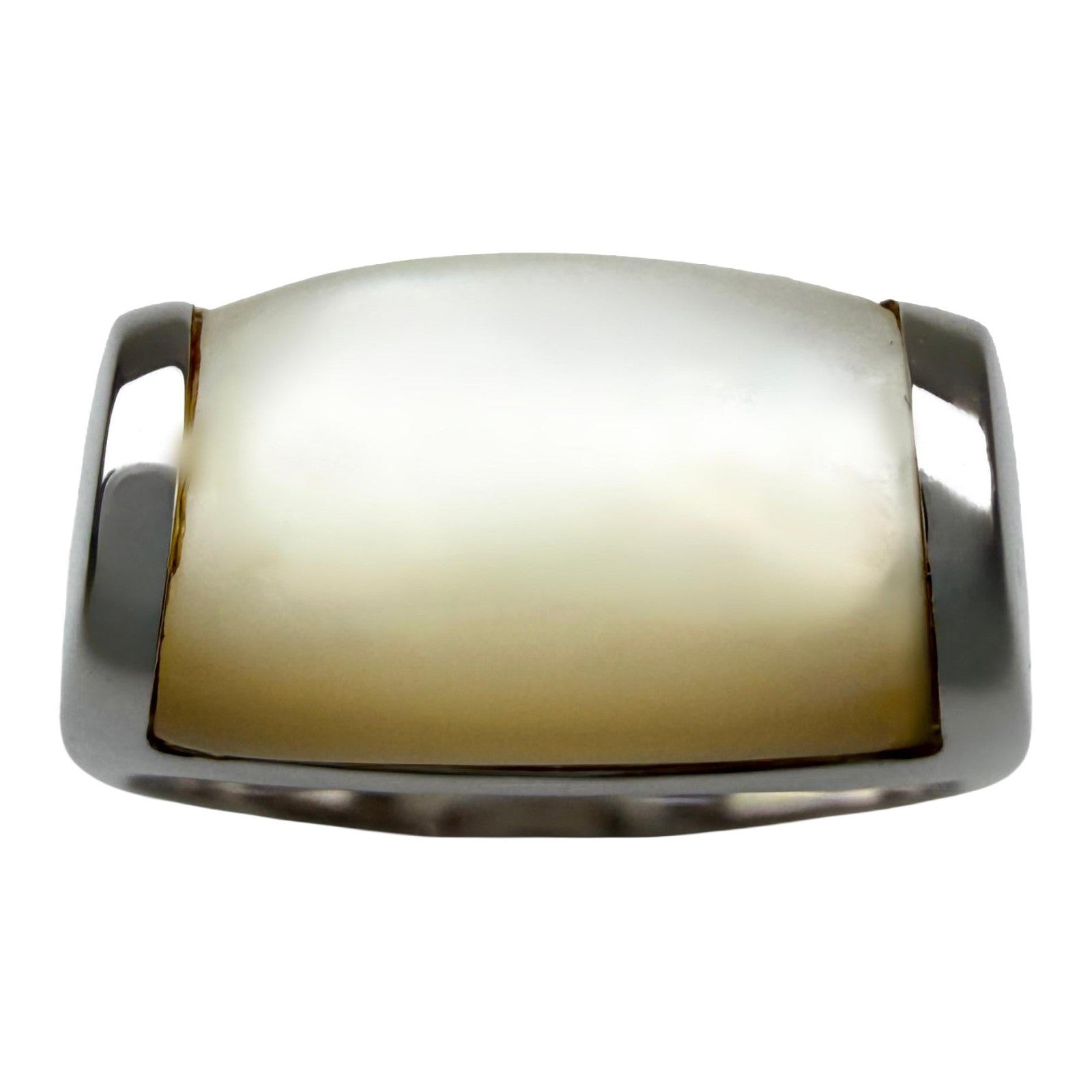 Rare Vintage Bvlgari Bulgari Tronchetto 18k White Gold Mother Of Pearl Ring