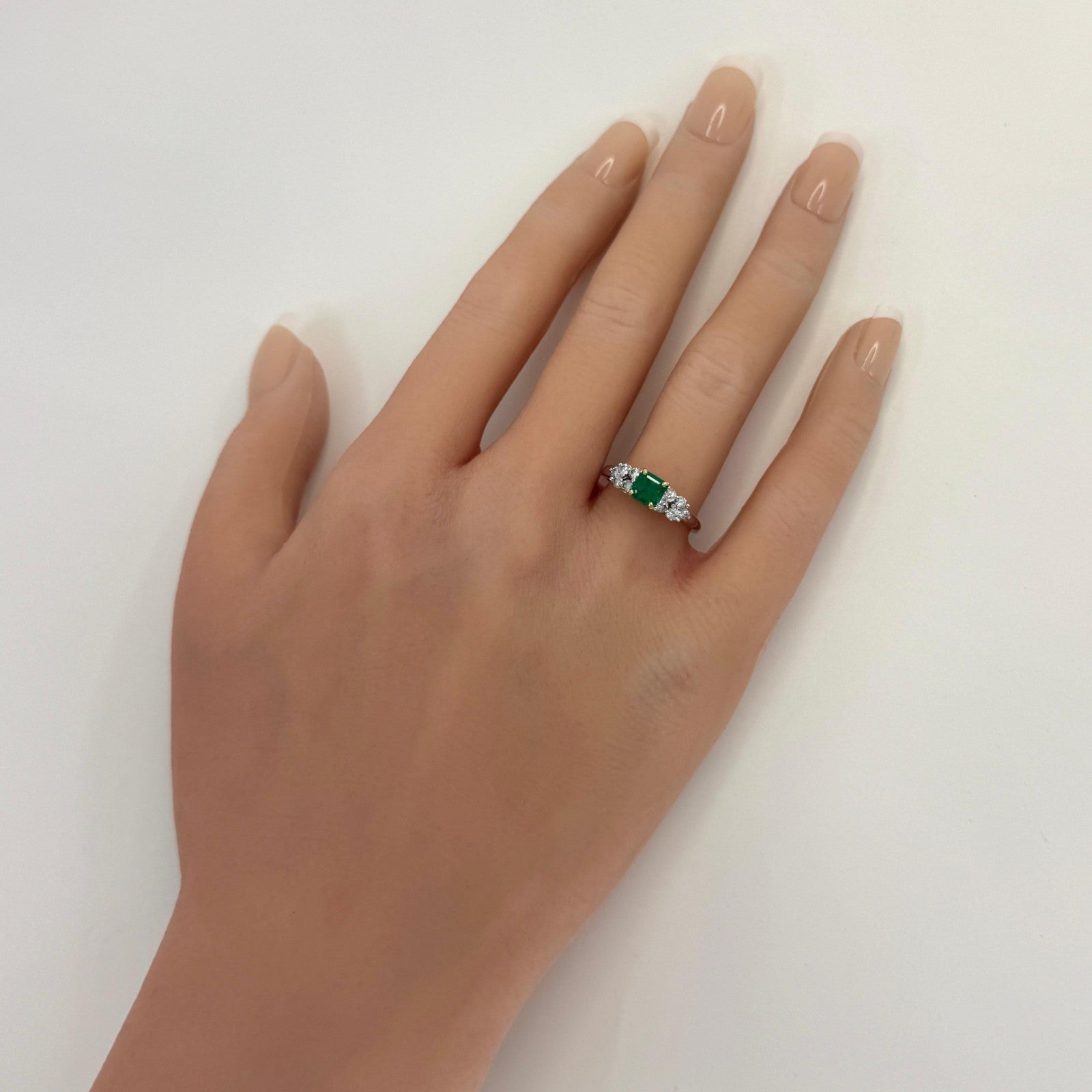Rare Tiffany & Co. Fine Green Emerald & Diamond Platinum & 18k Gold Cluster Ring — view 3