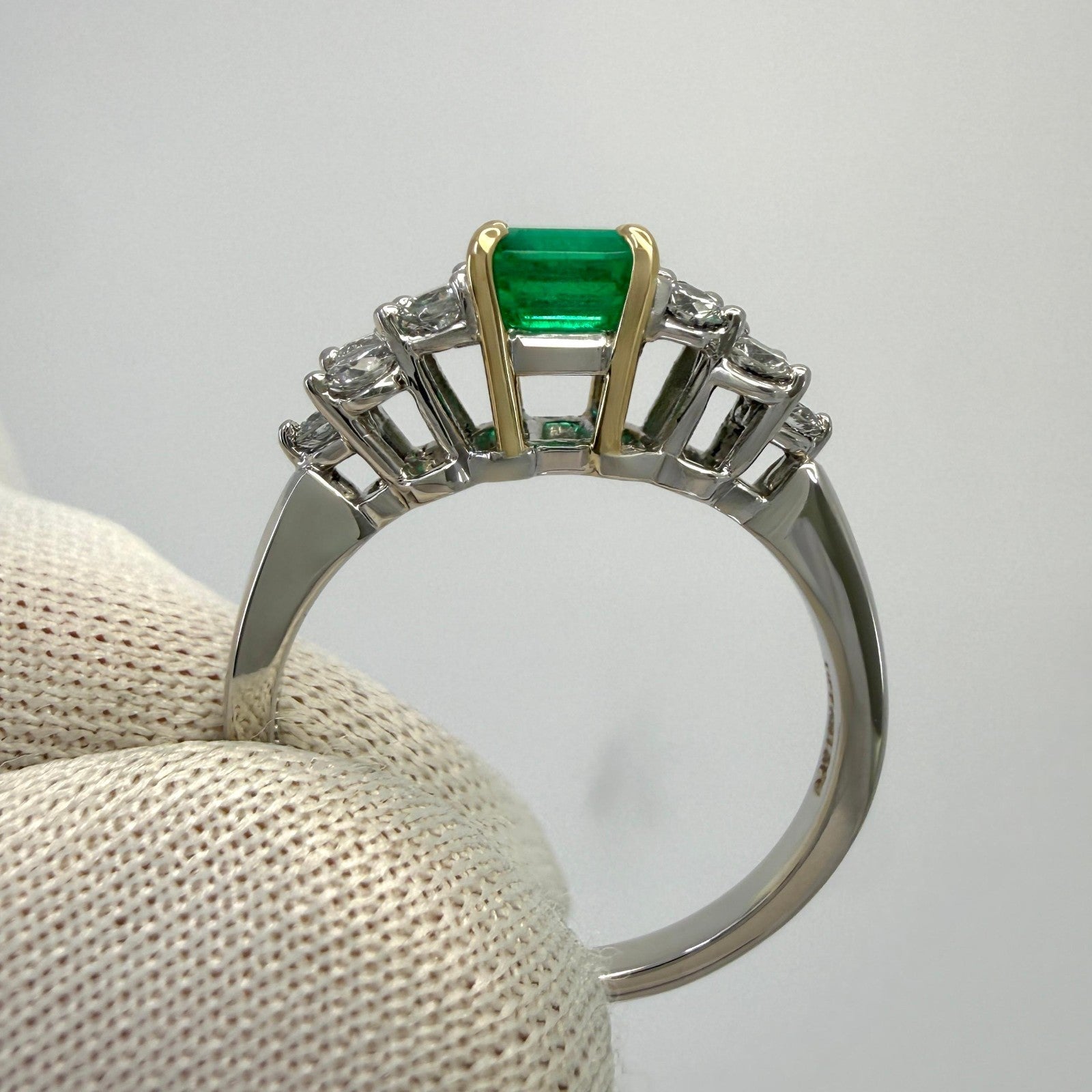 Rare Tiffany & Co. Fine Green Emerald & Diamond Platinum & 18k Gold Cluster Ring — view 4