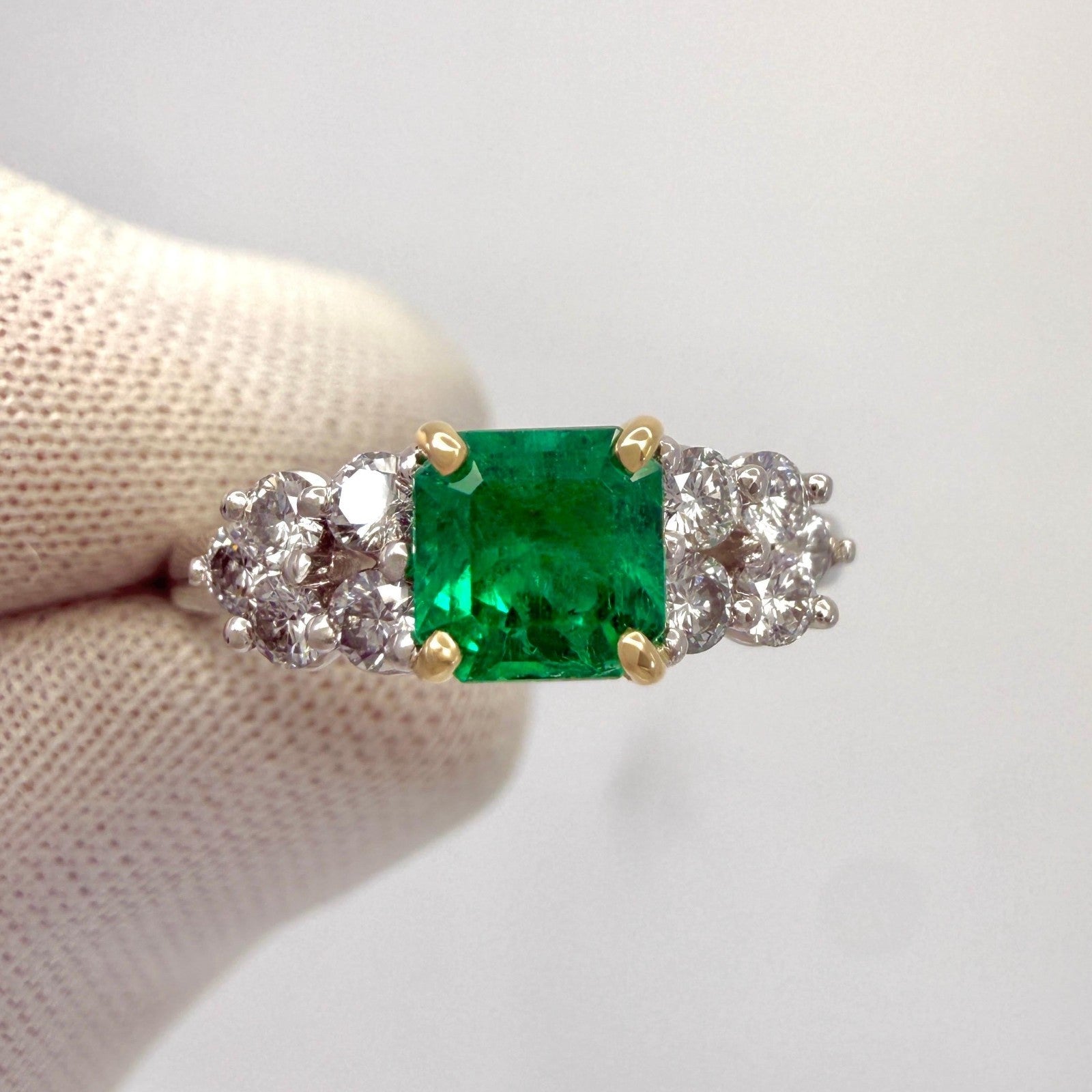 Rare Tiffany & Co. Fine Green Emerald & Diamond Platinum & 18k Gold Cluster Ring — view 5
