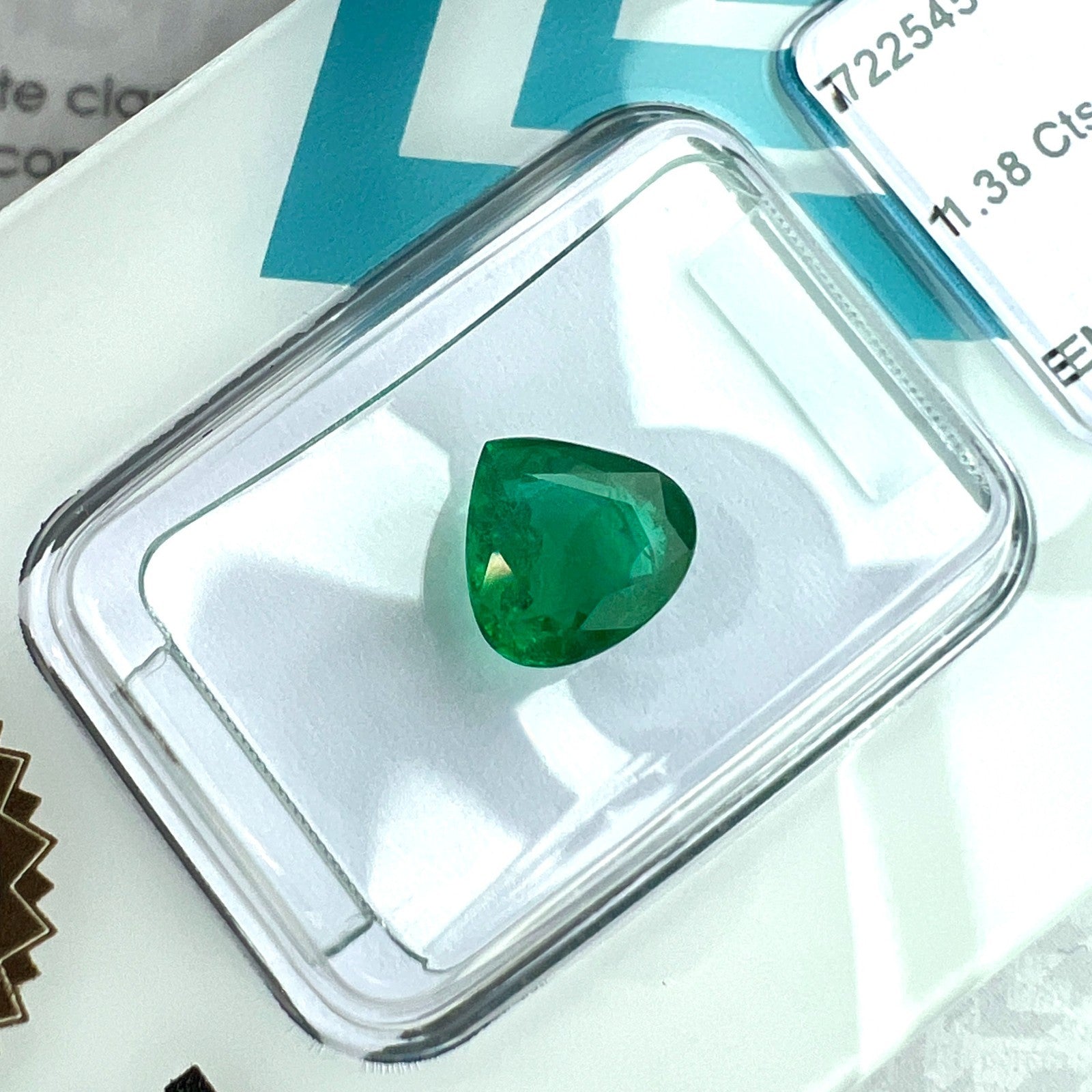 IGI CERTIFIED 1.38ct NATURAL Zambian Emerald Deep Green Pear Cut Gem 7.2x7.6mm — view 4