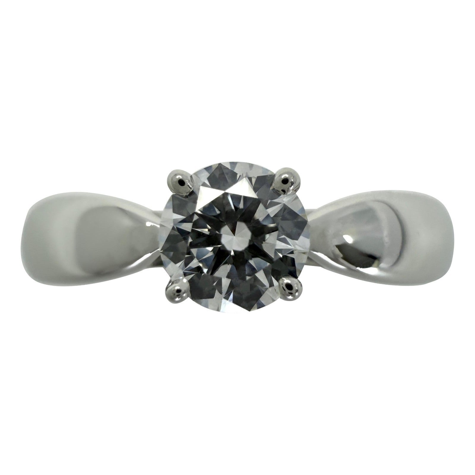 Certified Tiffany & Co Round Cut Diamond 0.25ct H VVS1 Platinum Solitaire Ring