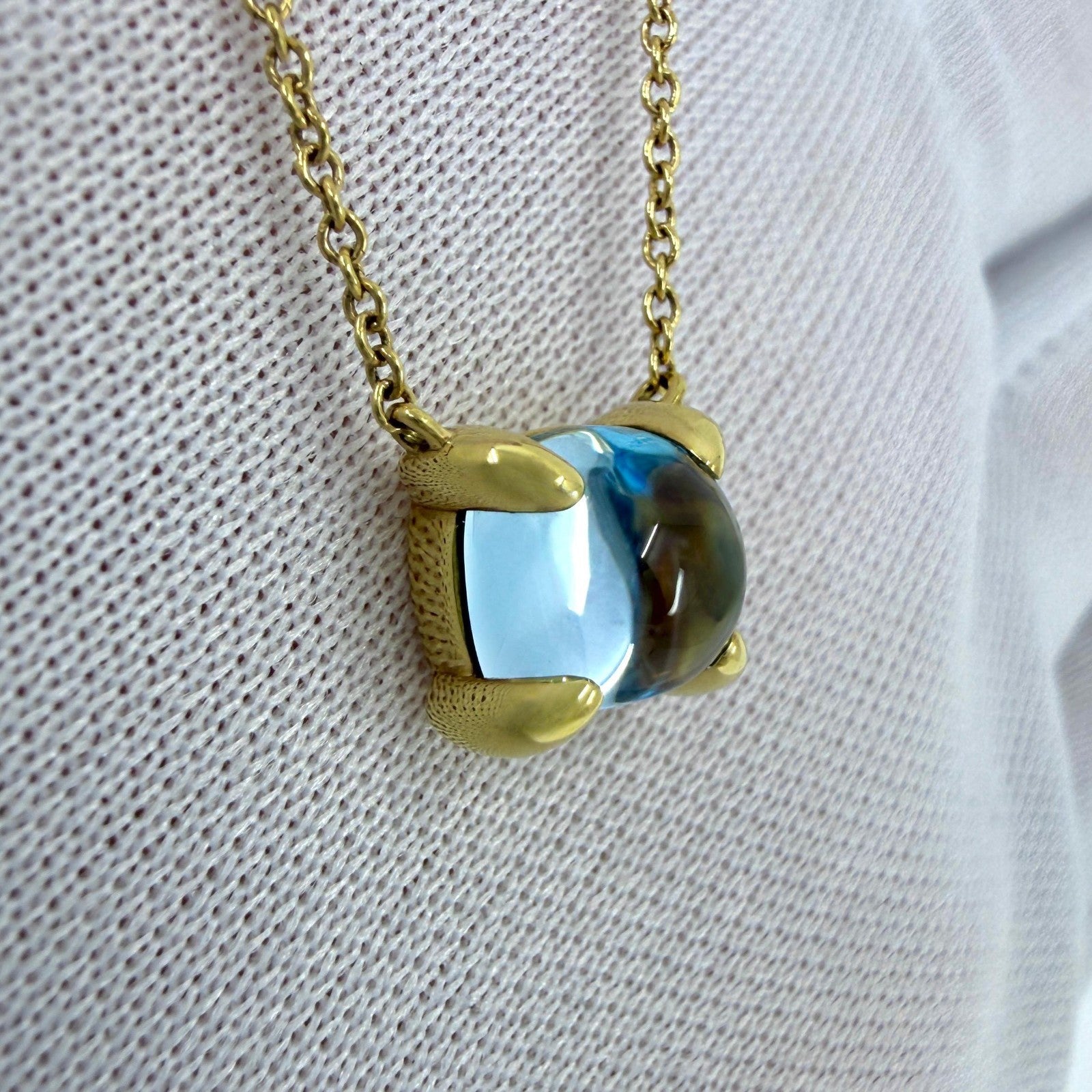 Vintage Tiffany & Co Paloma Picasso Blue Topaz 18k Yellow Gold Pendant Necklace — view 4
