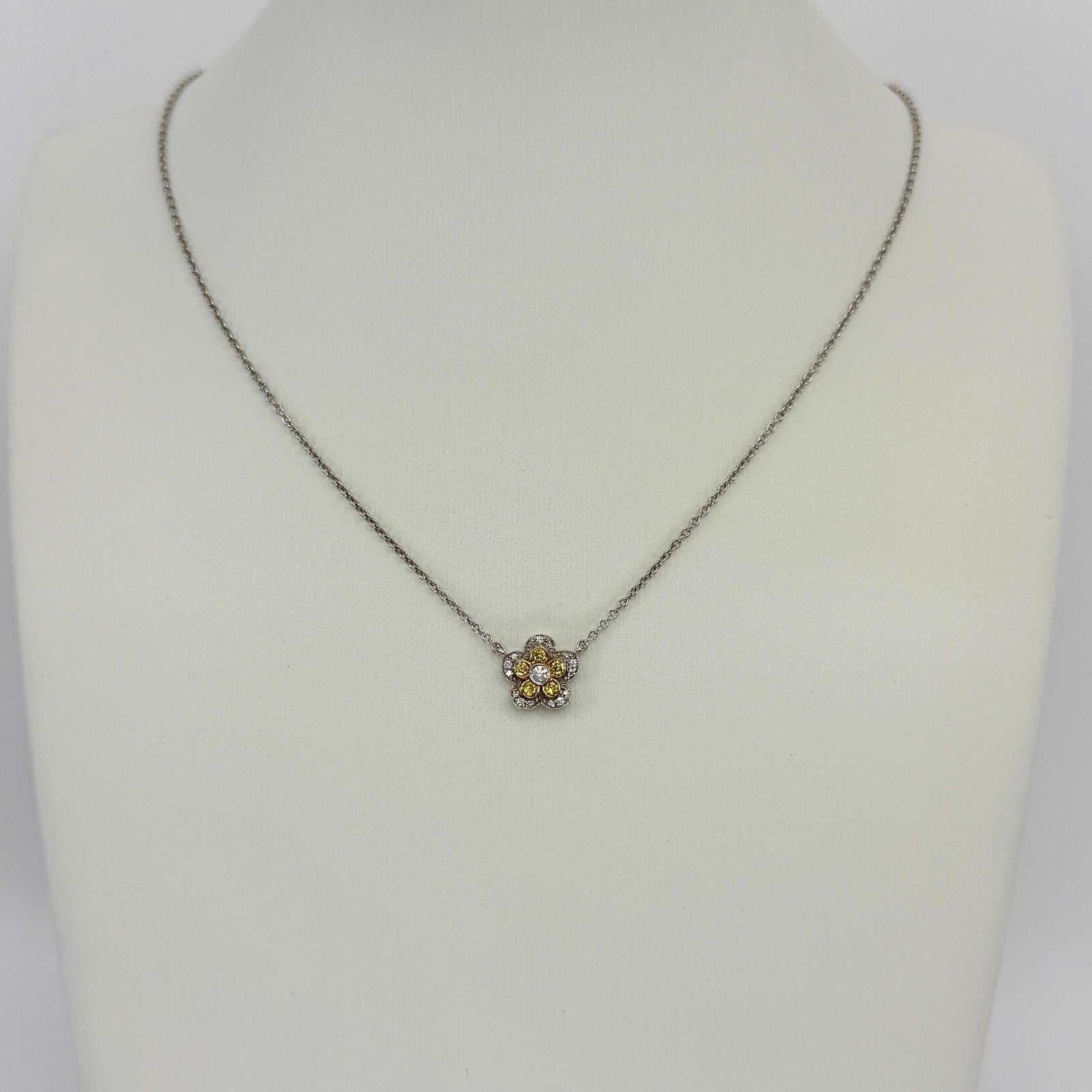 Rare Tiffany & Co. Flower Garden Fancy Yellow Diamond Platinum Pendant Necklace — view 4