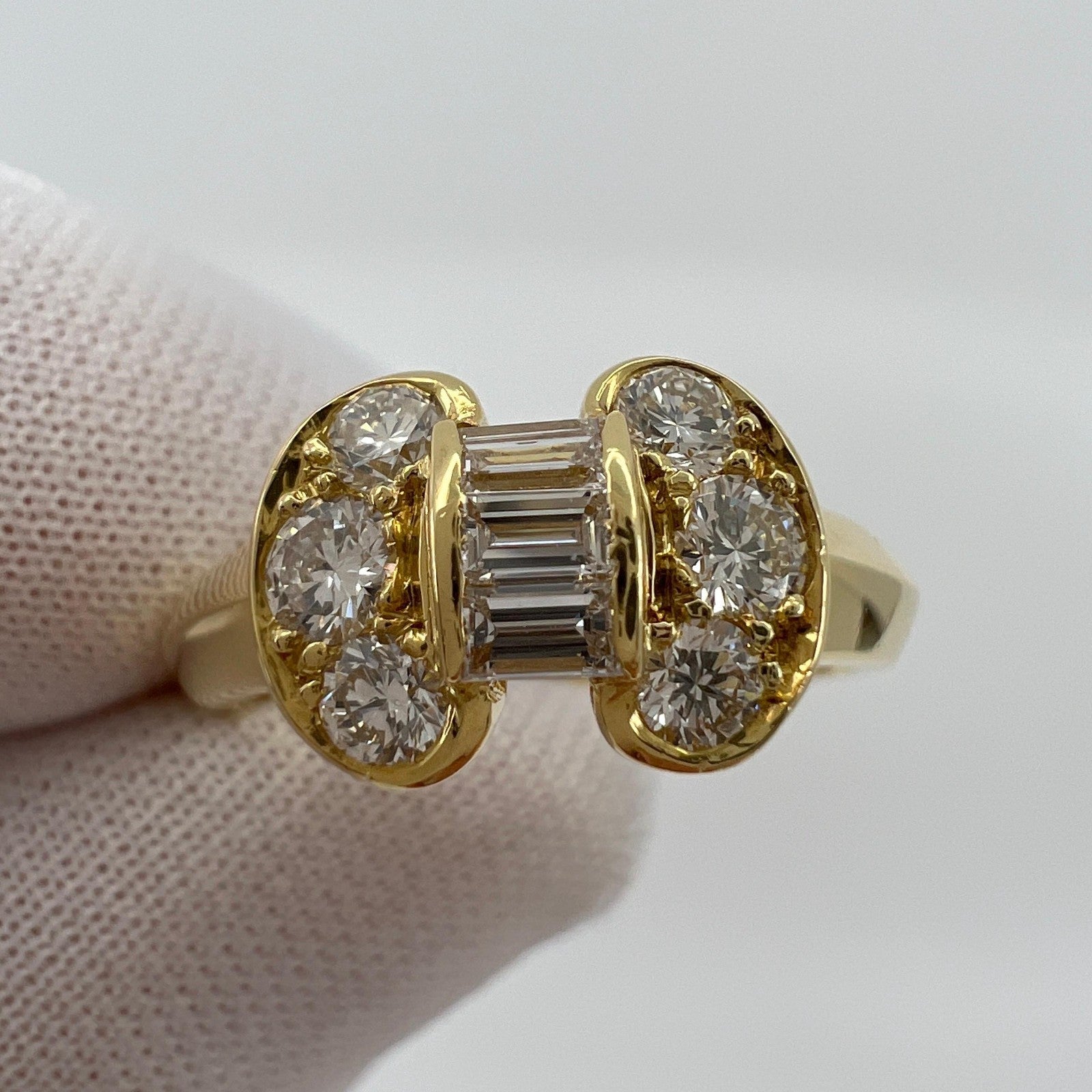 Rare Vintage Van Cleef & Arpels Diamond Celeste Ribbon Bow 18k Yellow Gold Ring — view 3