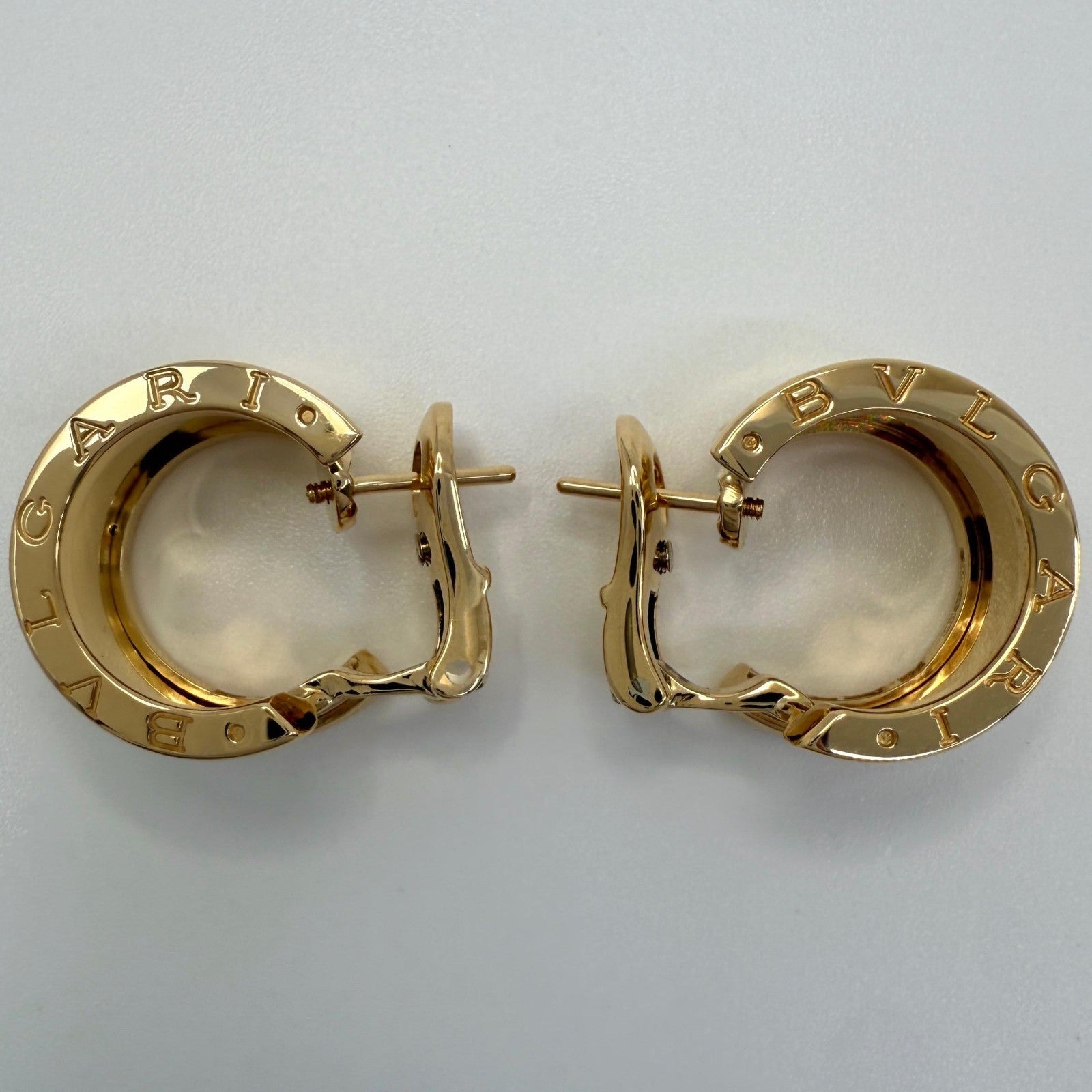 Vintage Bvlgari B.Zero1 18 Karat Yellow Gold Hoop Stud Earrings with Box — view 4