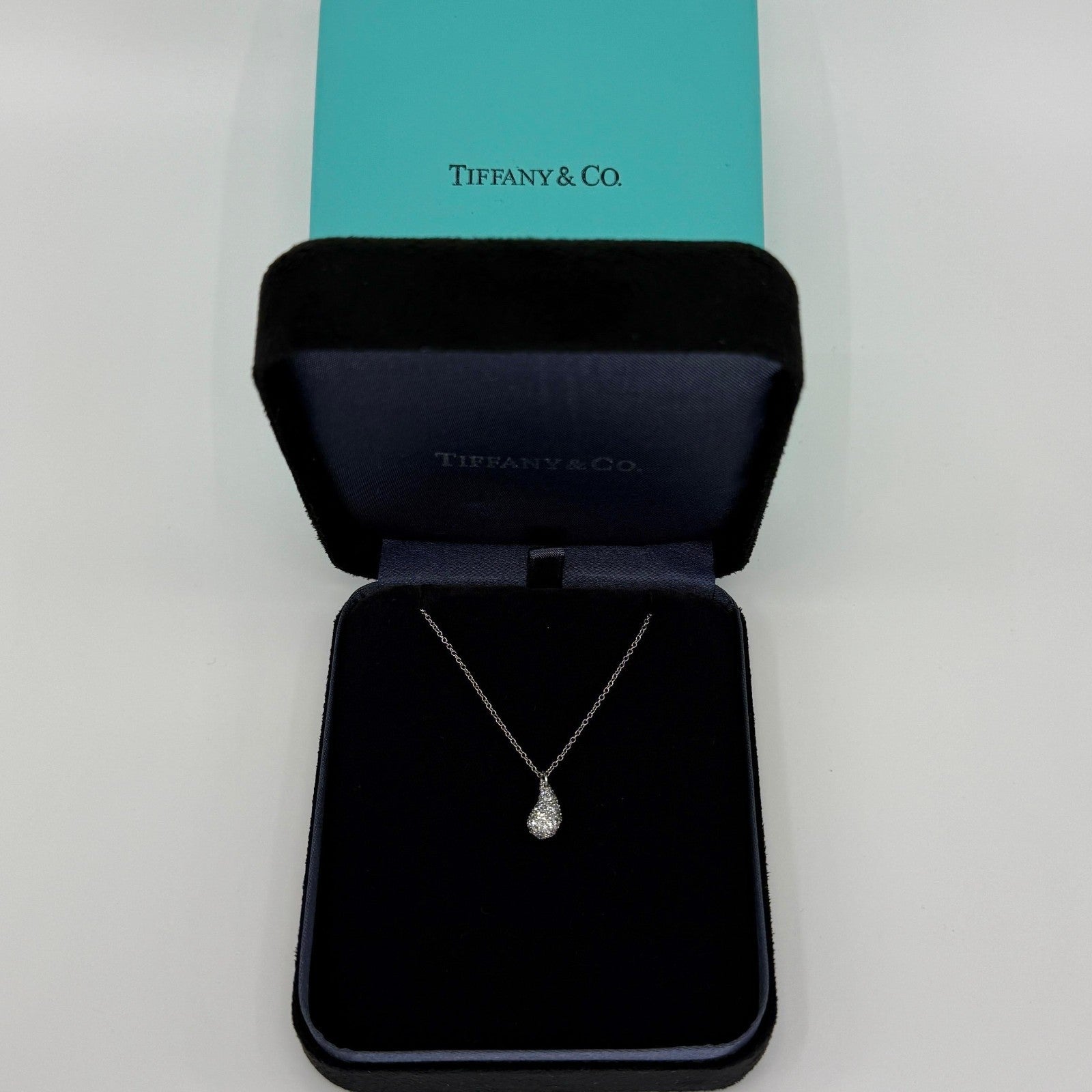 Tiffany & Co. Elsa Peretti Teardrop Diamond 950 Platinum Pendant Necklace Small — view 2