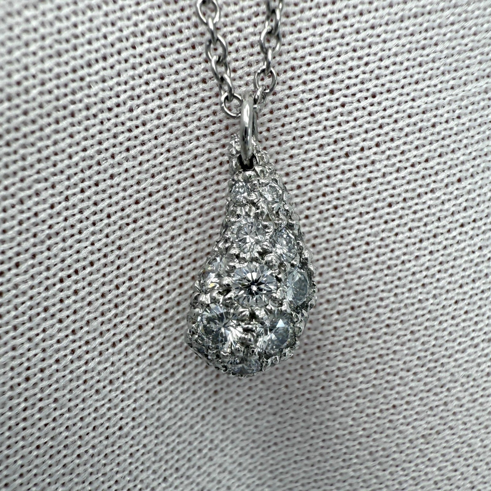 Tiffany & Co. Elsa Peretti Teardrop Diamond 950 Platinum Pendant Necklace Small — view 3