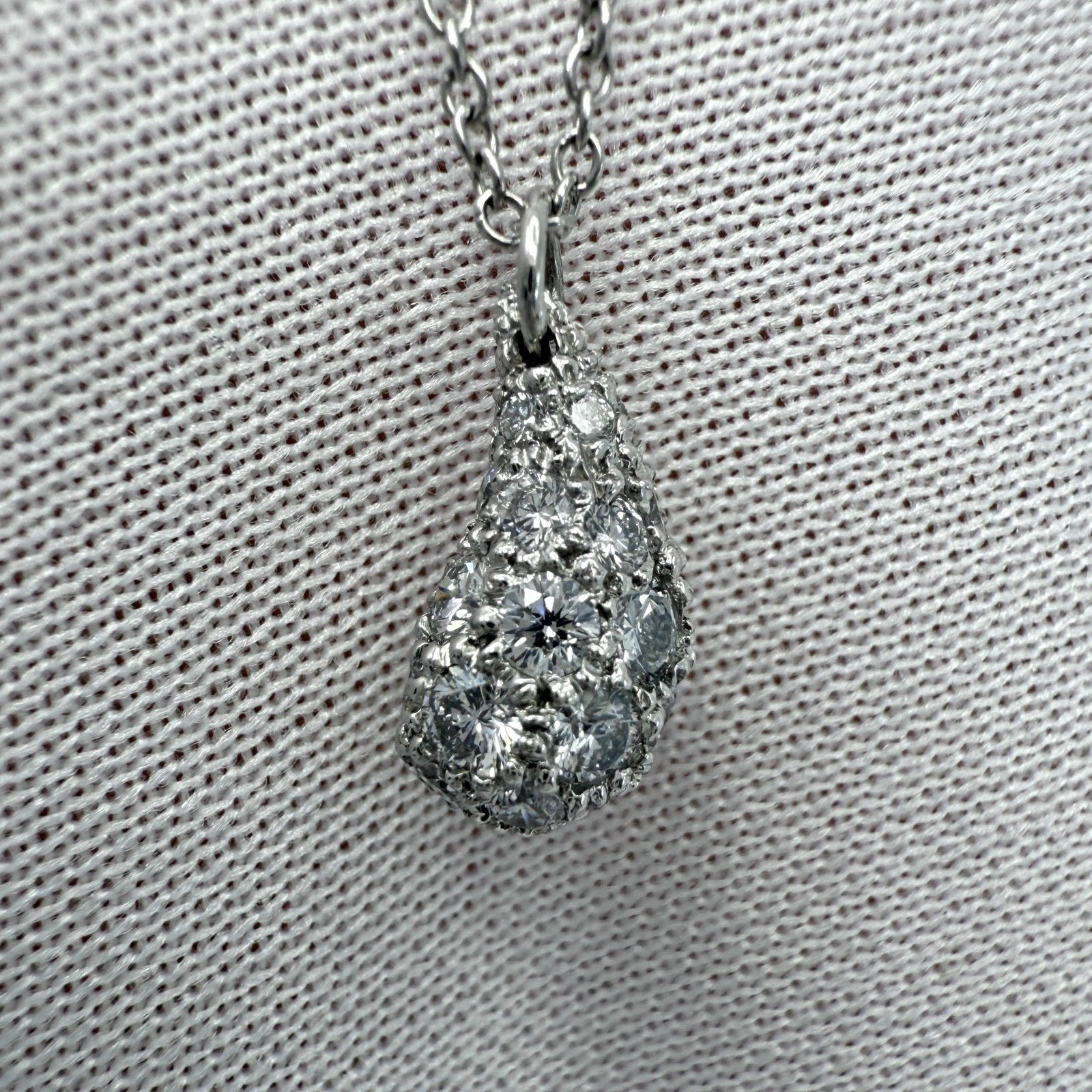 Tiffany & Co. Elsa Peretti Teardrop Diamond 950 Platinum Pendant Necklace Small — view 4