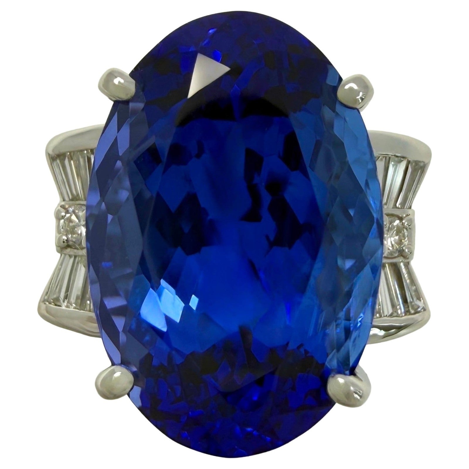 10.93 Natural Deep Violet Blue AAAA Tanzanite Oval Cut Diamond Cocktail Ring — view 1