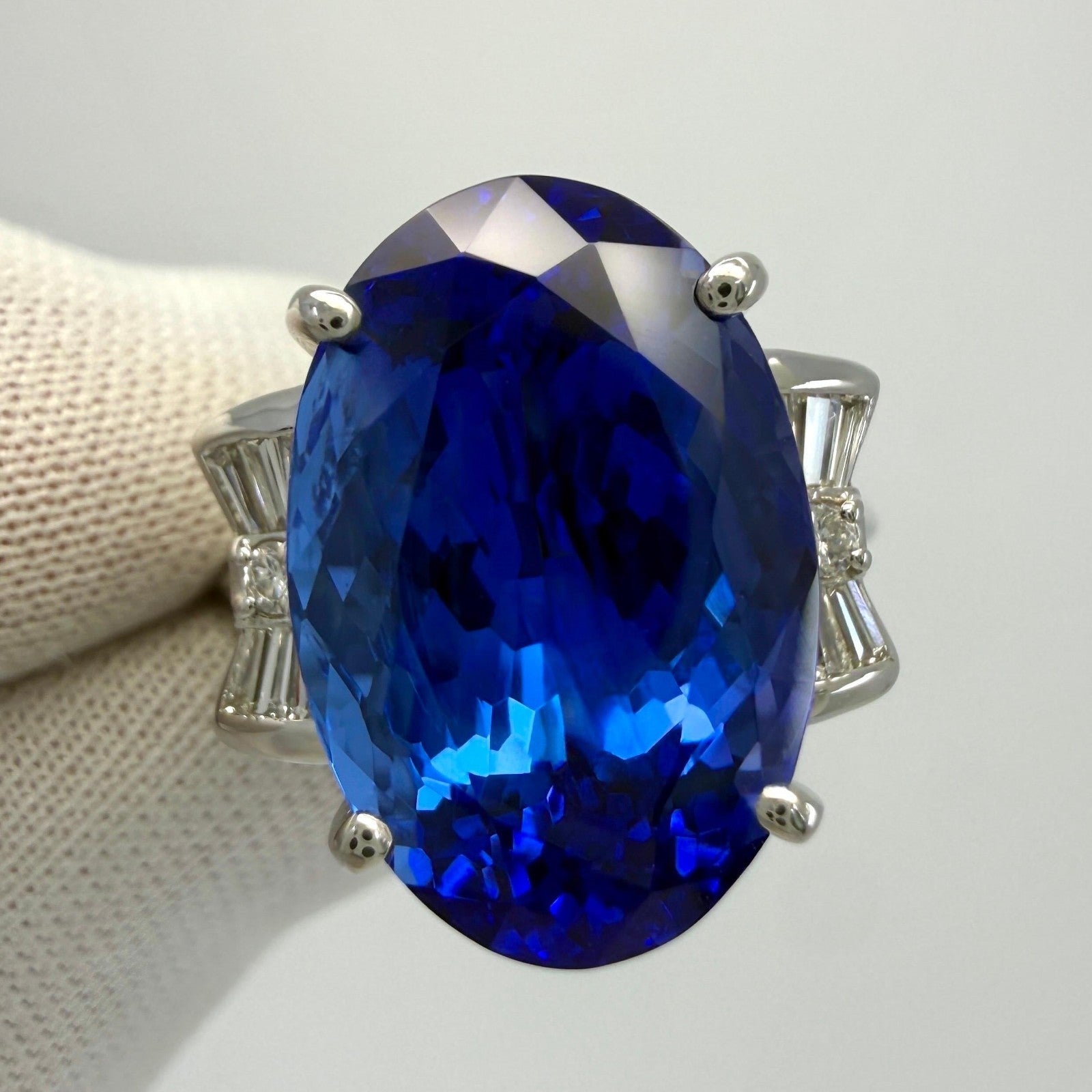10.93 Natural Deep Violet Blue AAAA Tanzanite Oval Cut Diamond Cocktail Ring — view 2