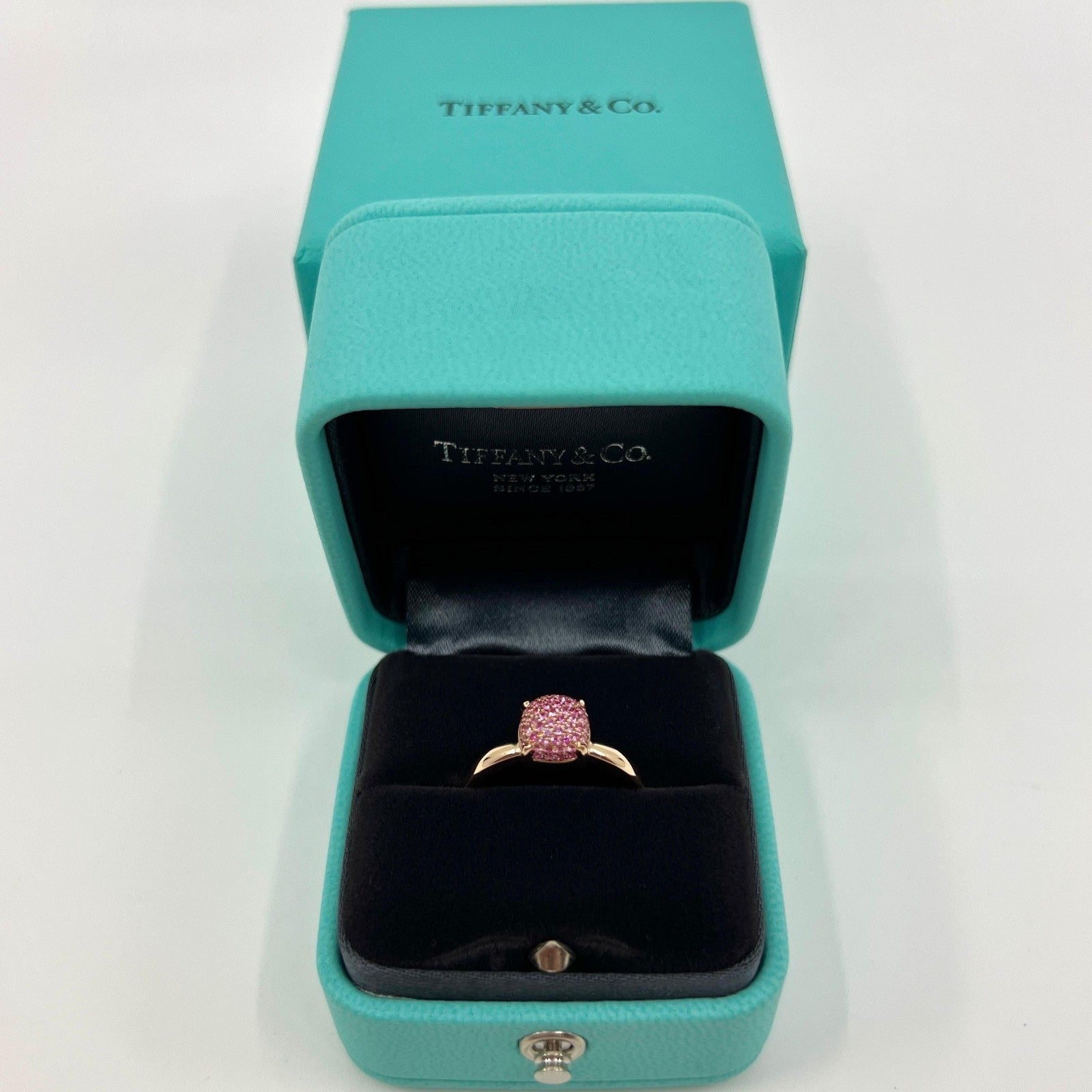 Tiffany & Co. Paloma Picasso Pavé Pink Sapphire Sugar Stack 18k Rose Gold Ring 5 — view 2