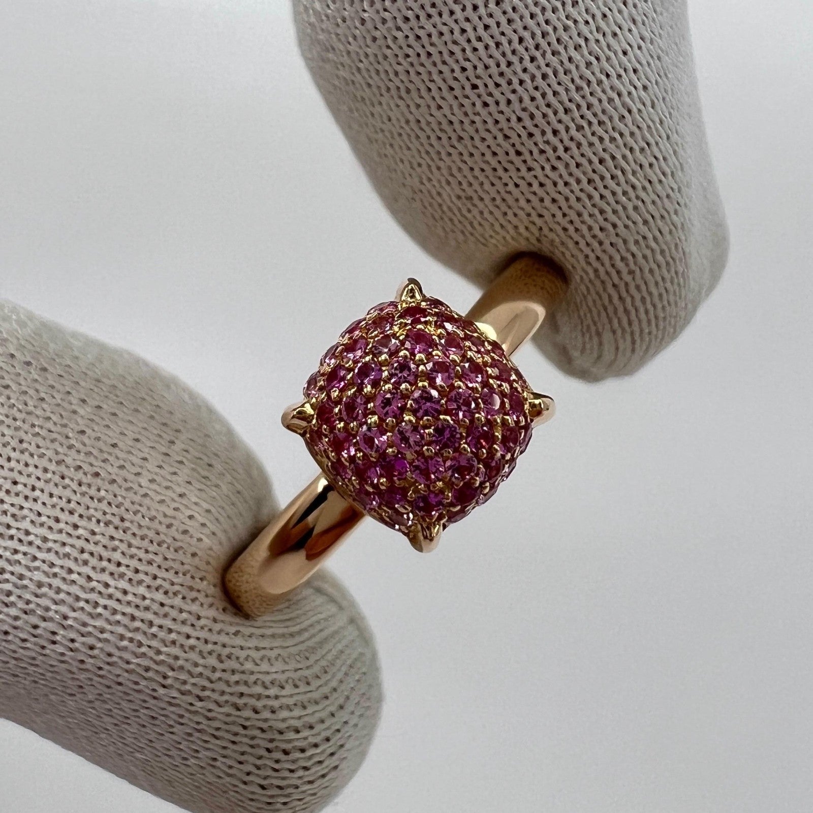 Tiffany & Co. Paloma Picasso Pavé Pink Sapphire Sugar Stack 18k Rose Gold Ring 5 — view 3