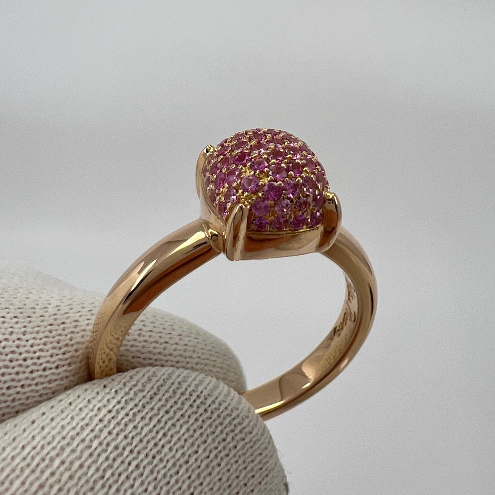 Tiffany & Co. Paloma Picasso Pavé Pink Sapphire Sugar Stack 18k Rose Gold Ring 5 — view 5