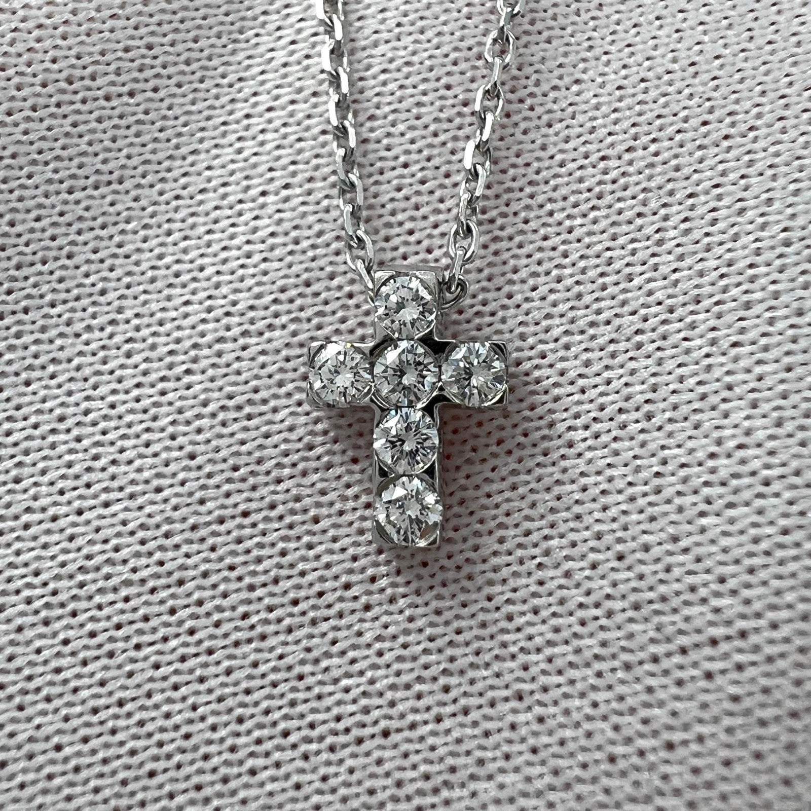 Vintage Van Cleef & Arpels Mini Cross Diamond 18ct White Gold Pendant Necklace — view 3