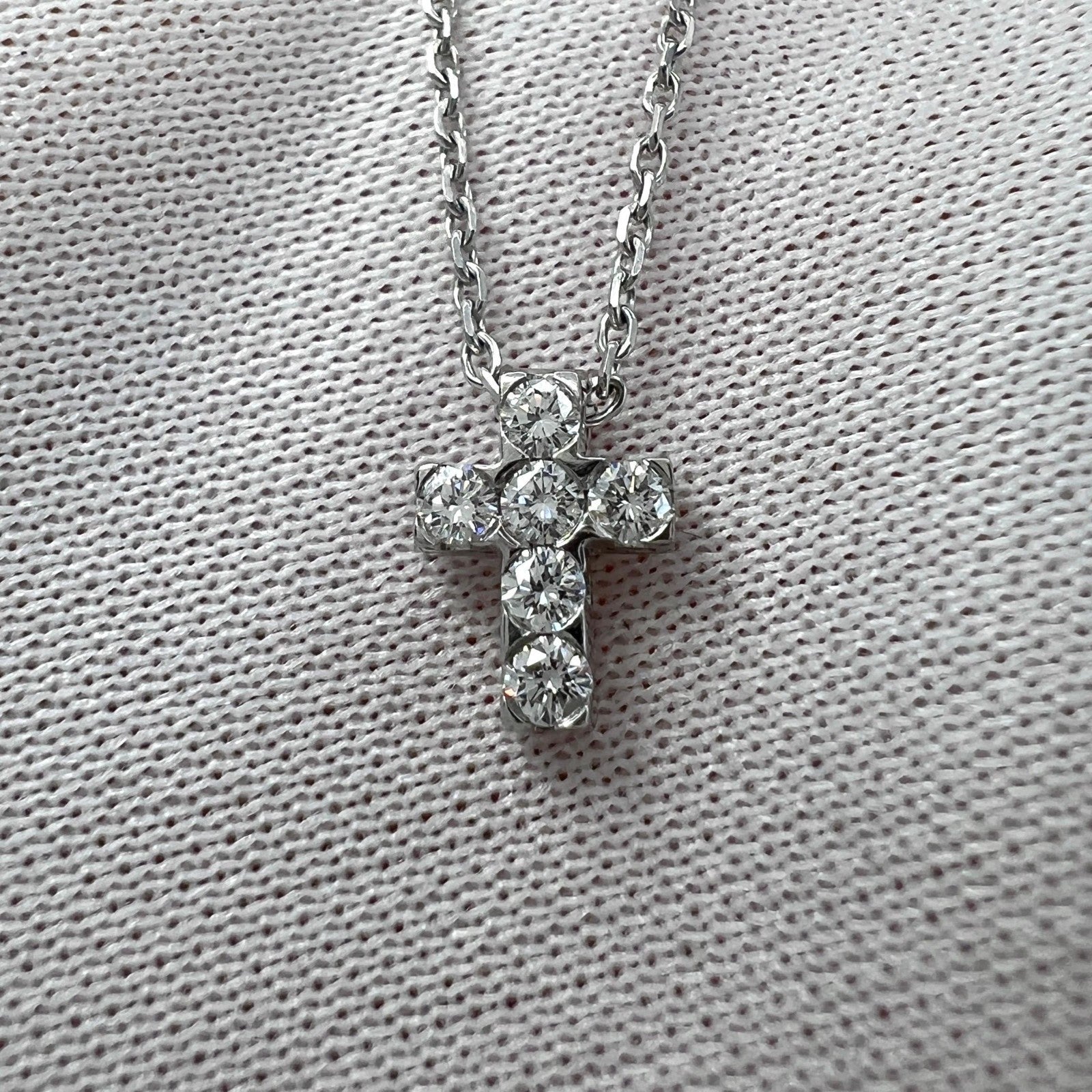 Vintage Van Cleef & Arpels Mini Cross Diamond 18ct White Gold Pendant Necklace — view 5